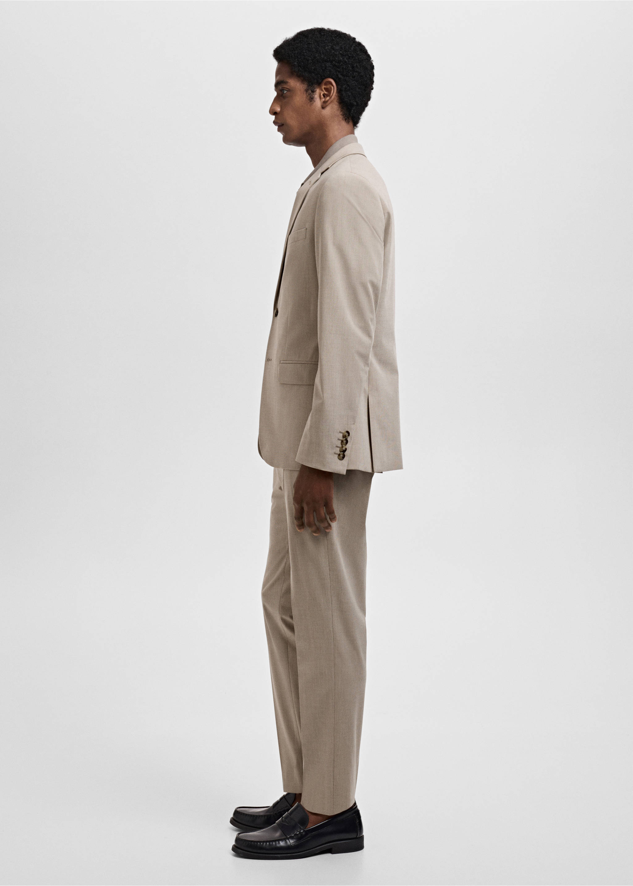 Stretch fabric super slim-fit suit trousers - Details of the article 2, Sand. Ref: 17051192-00.