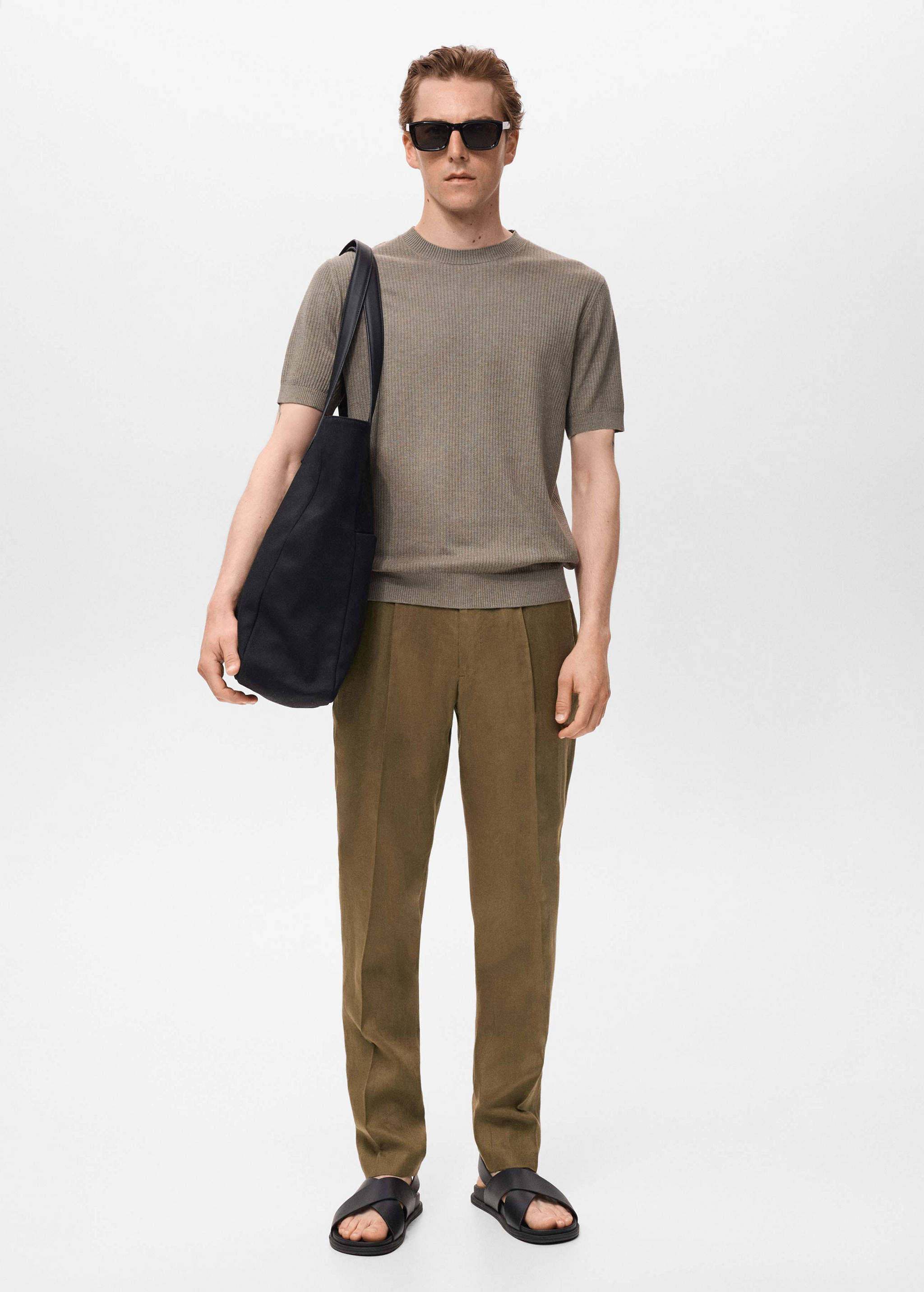 Salerno 100% linen slim fit suit trousers - General plane