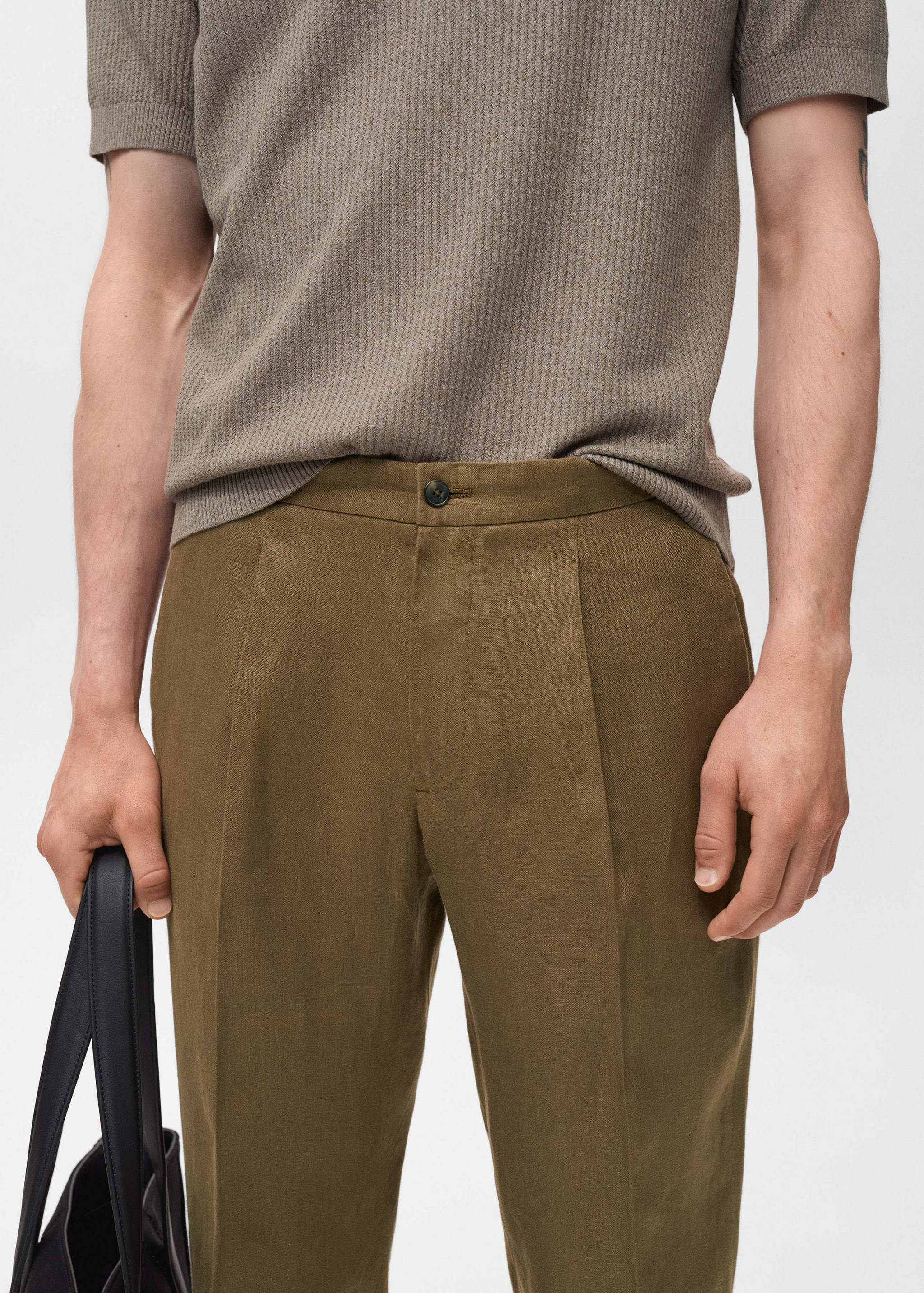 Salerno 100% linen slim fit suit trousers - Details of the article 1