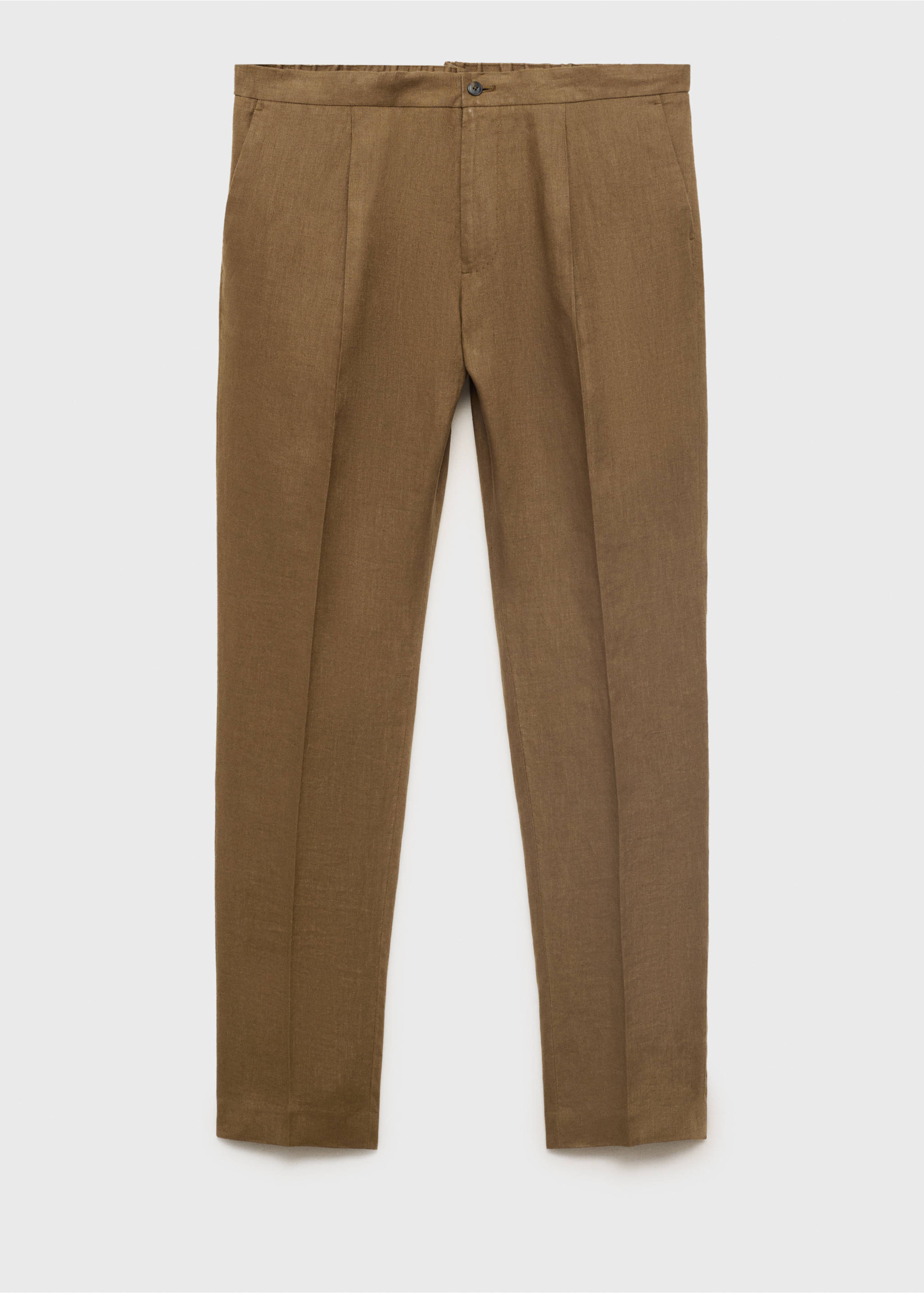 Salerno 100% linen slim fit suit trousers - Article without model, Khaki. Ref: 17051193-00.
