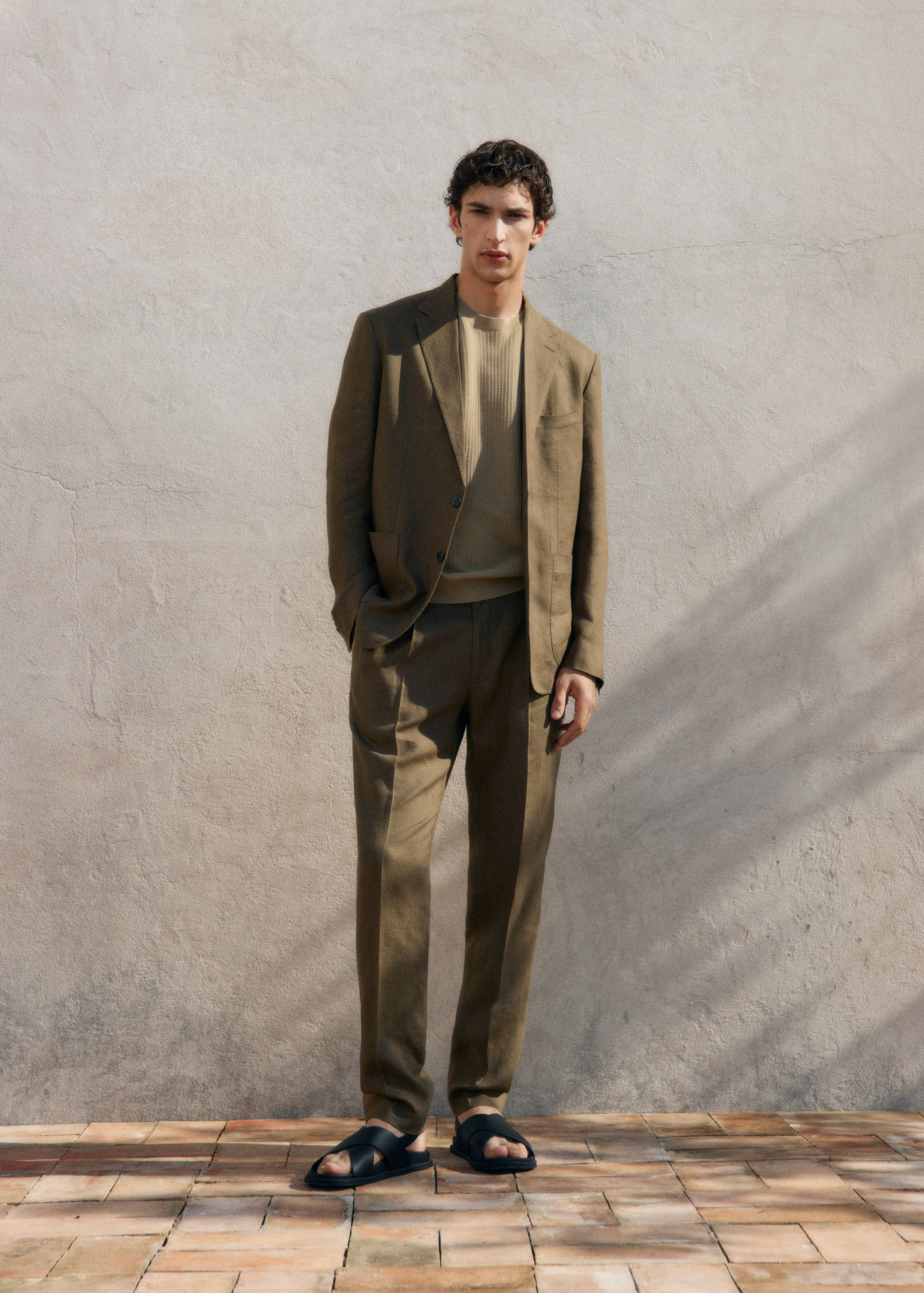 Salerno 100% linen slim fit suit trousers - Details of the article 5