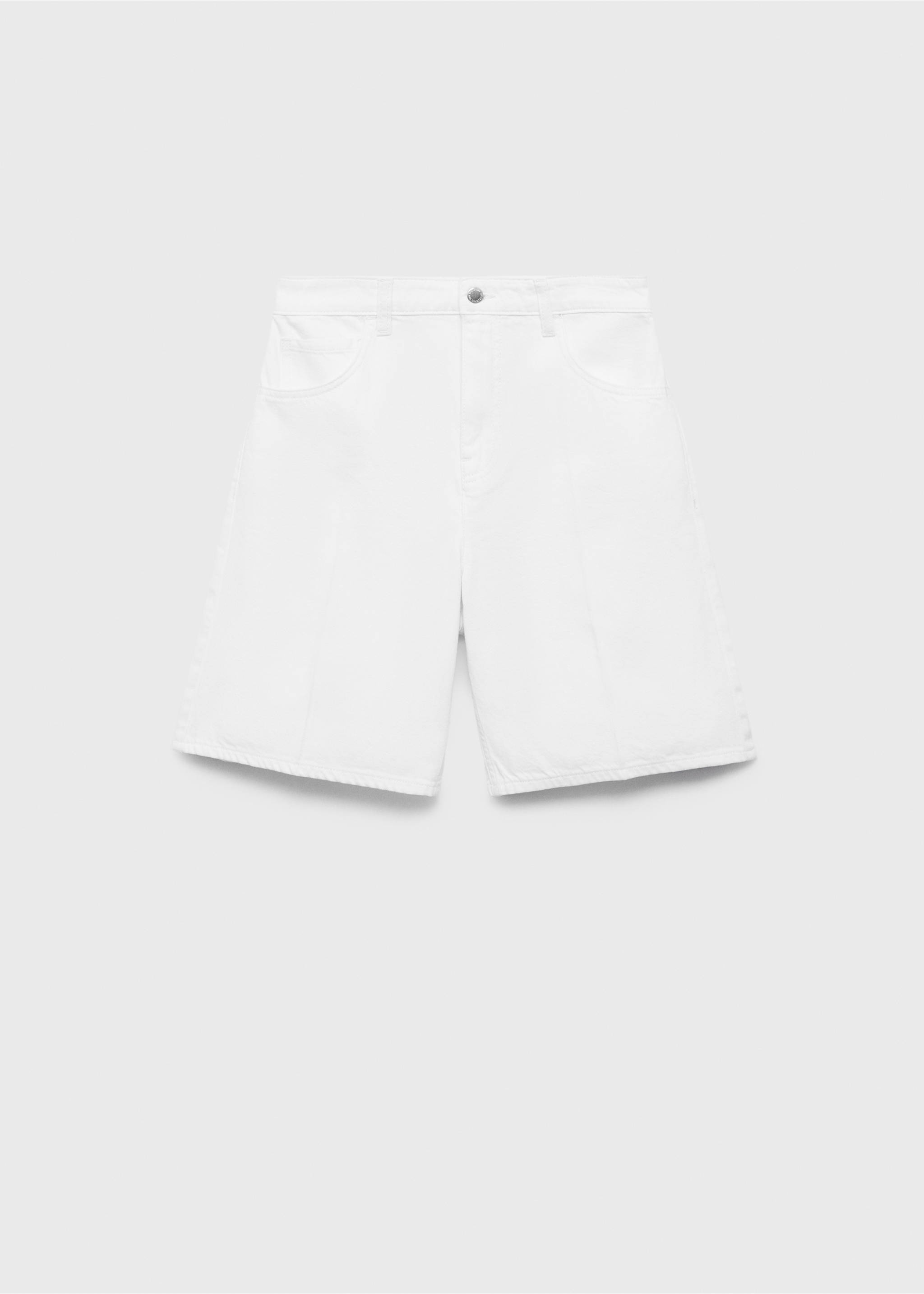 High-waist straight-fit denim shorts - Article without model, White. Ref: 17051197-00.
