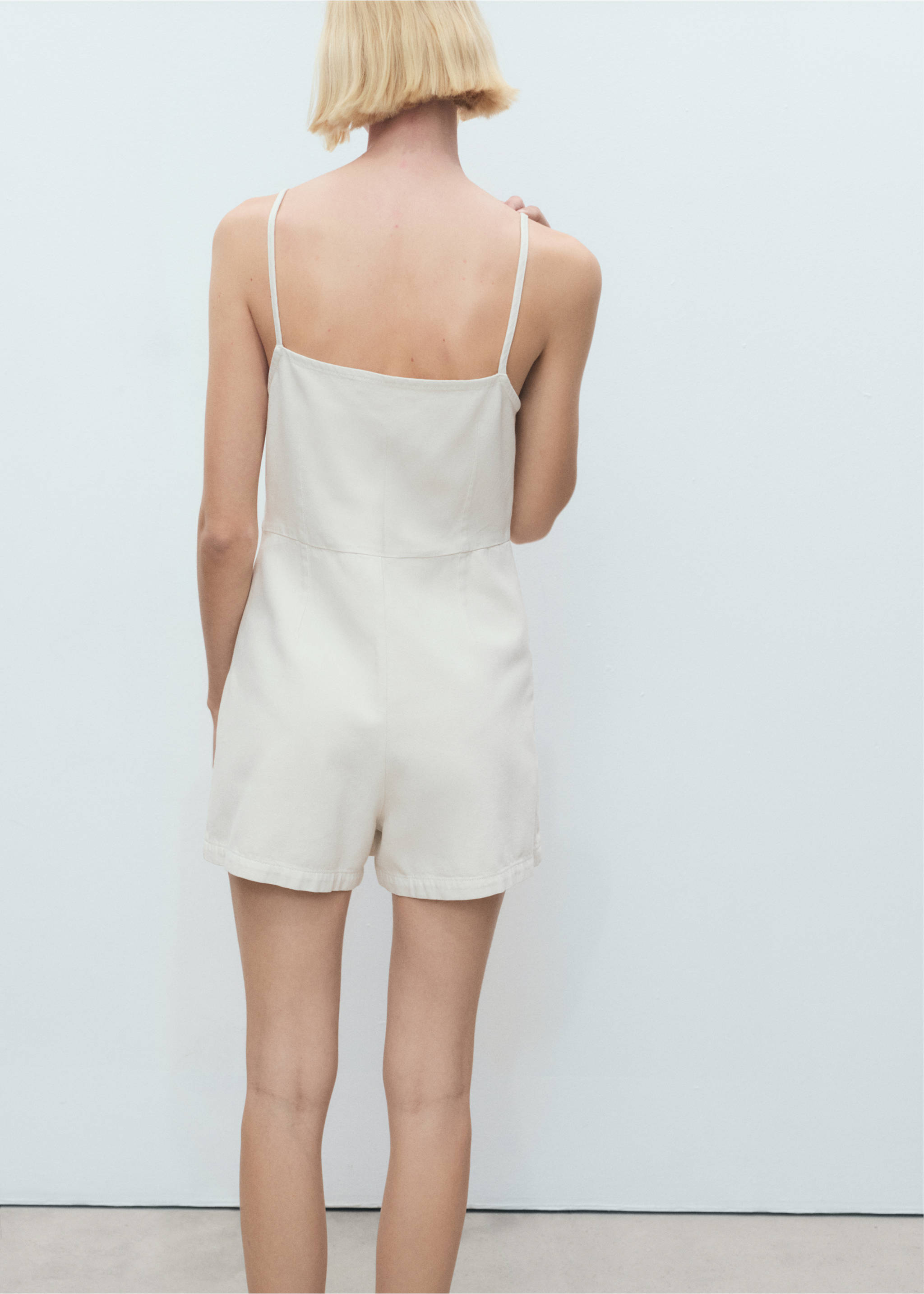 Denim pinafore - Reverse of the article, White. Ref: 17051198-00.