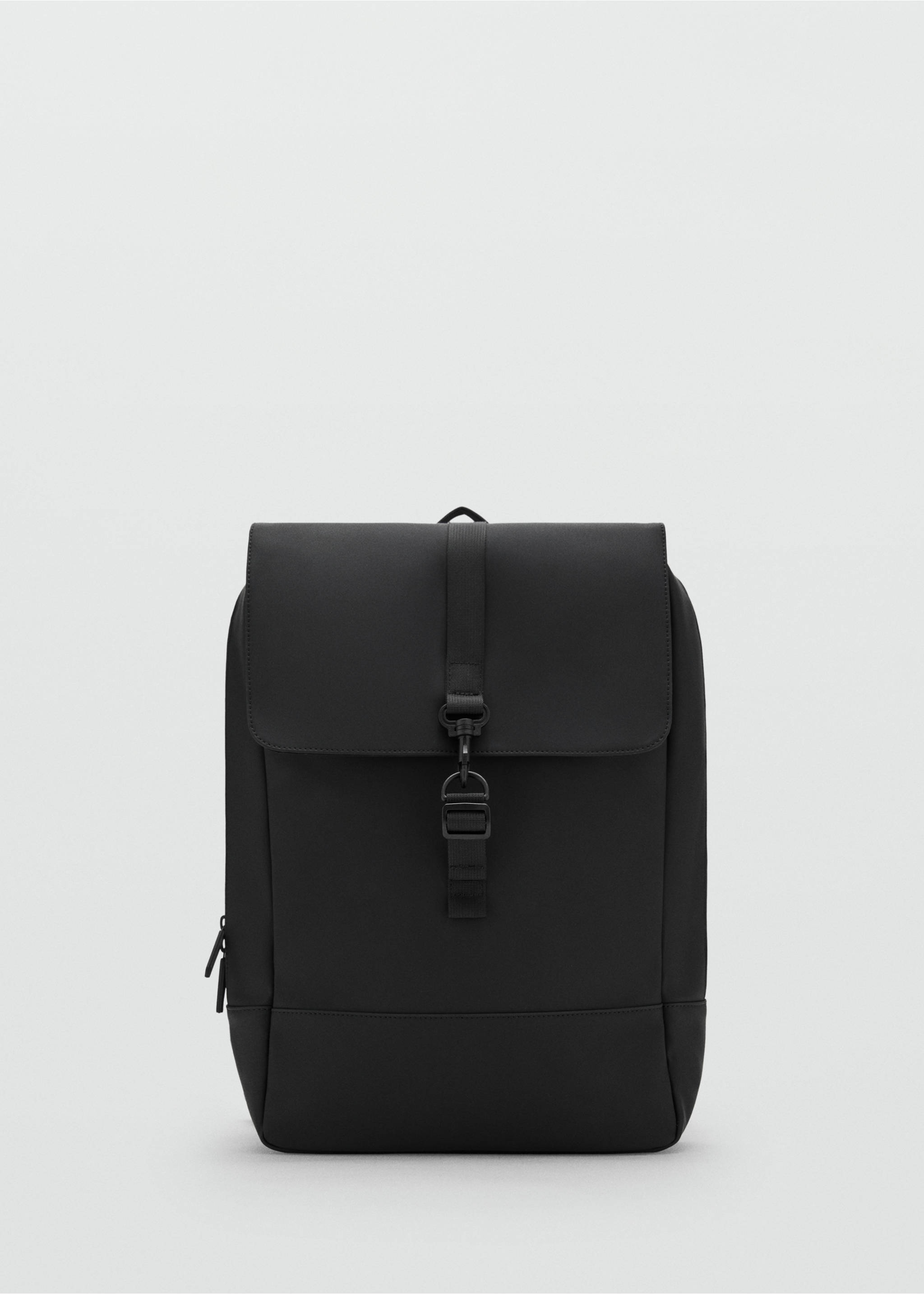 Rubberized backpack with flap closure - Article without model, Black. Ref: 17051201-00.