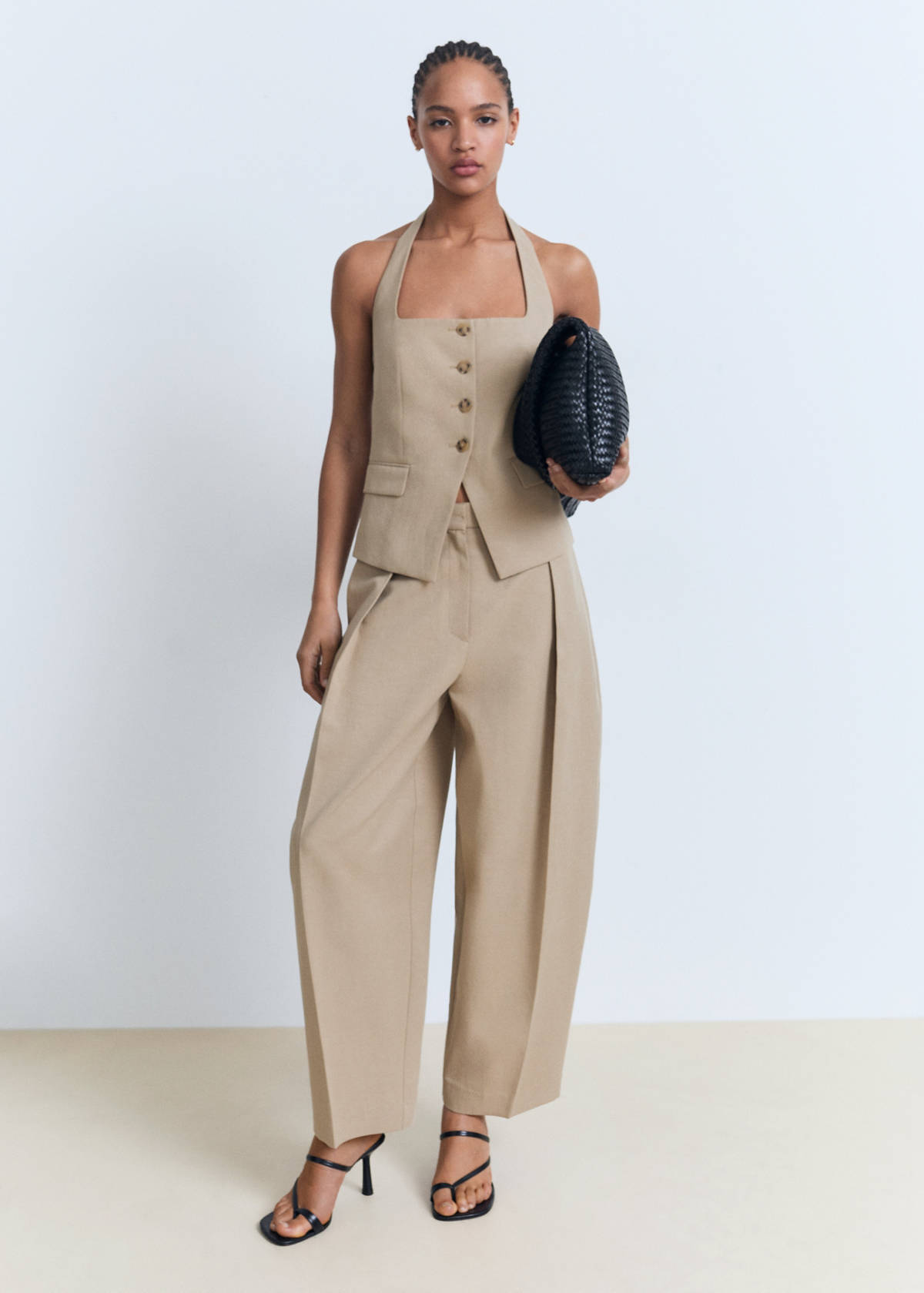 Linen-blend suit waistcoat