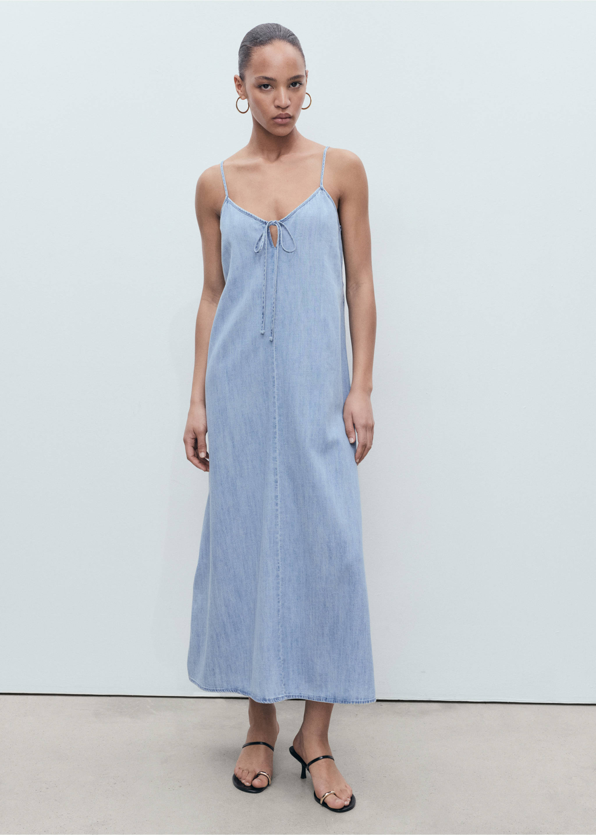 Strappy denim dress - General plane, Medium Blue. Ref: 17051208-00.