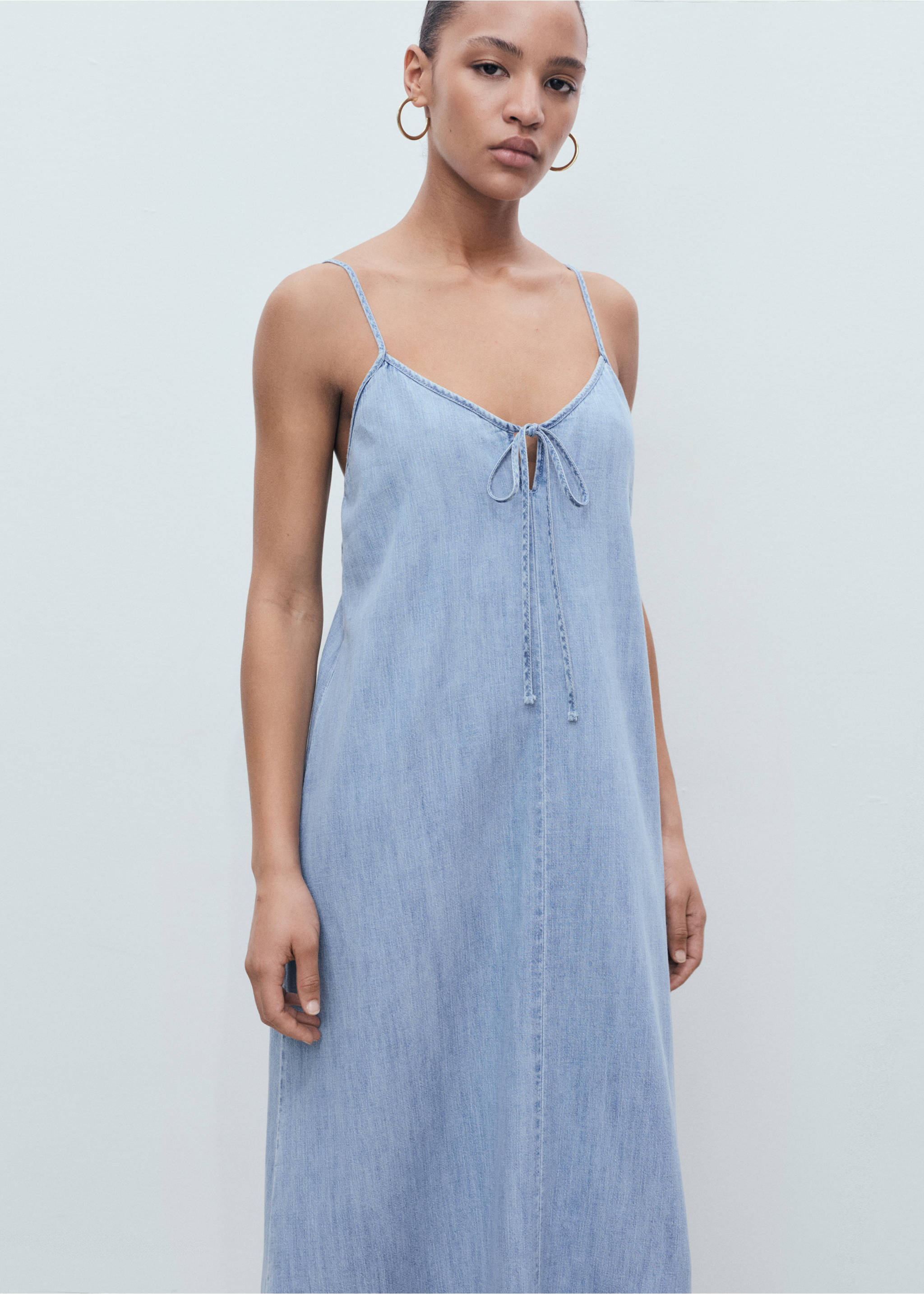 Strappy denim dress - Medium plane, Medium Blue. Ref: 17051208-00.