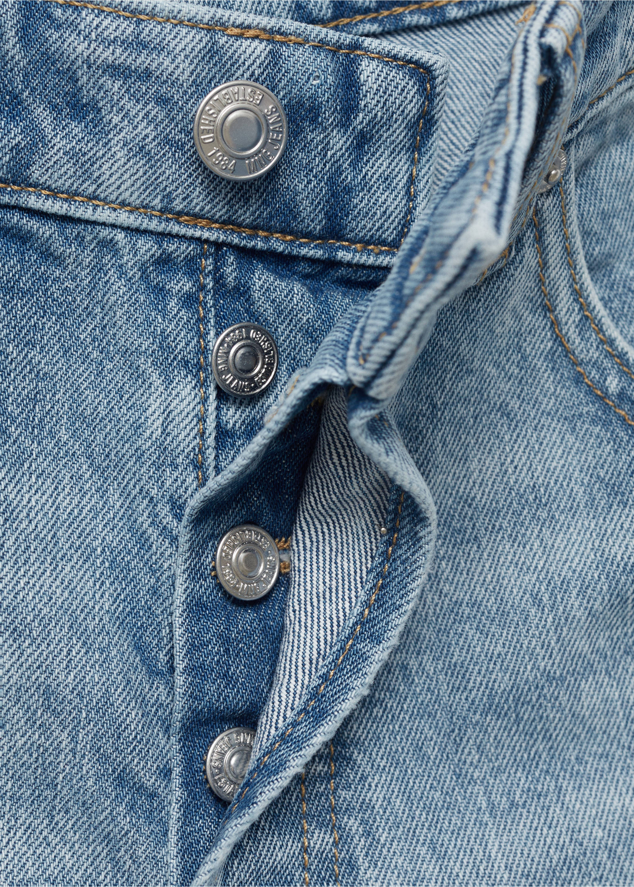 Denim shorts with frayed hem - Details of the article 8, Medium Blue. Ref: 17051210-00.