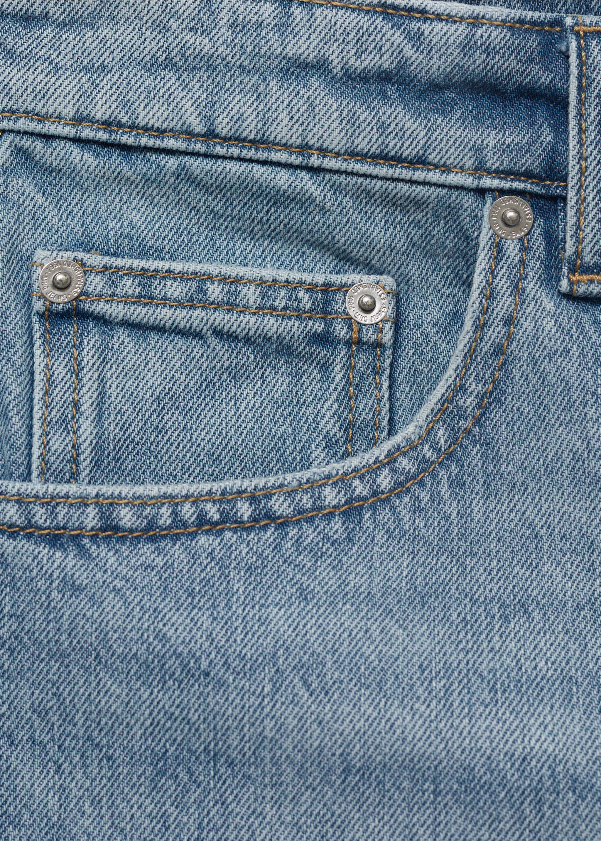 Denim shorts with frayed hem - Details of the article 0, Medium Blue. Ref: 17051210-00.