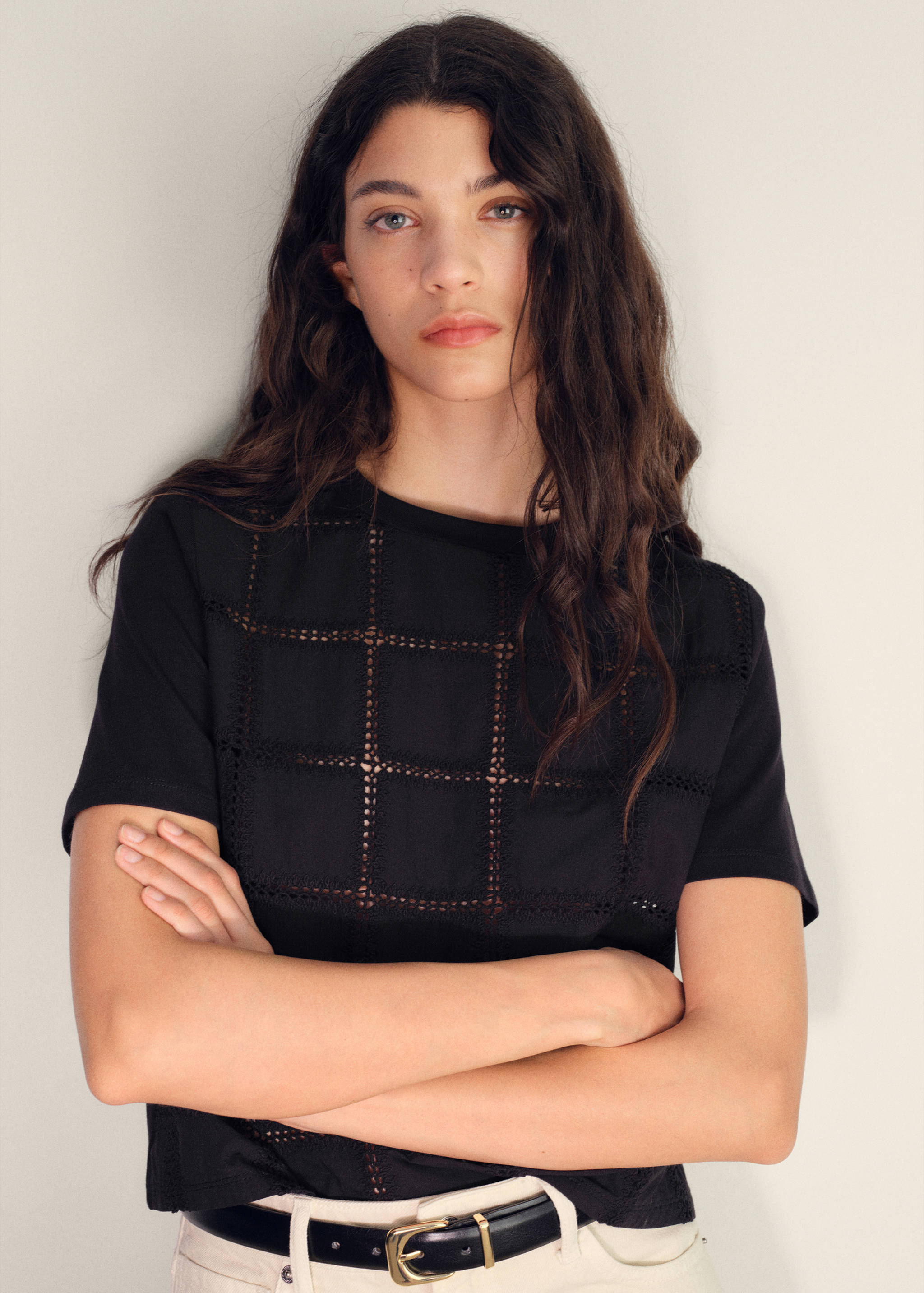 T-shirt met geborduurde details - Middenvlak
