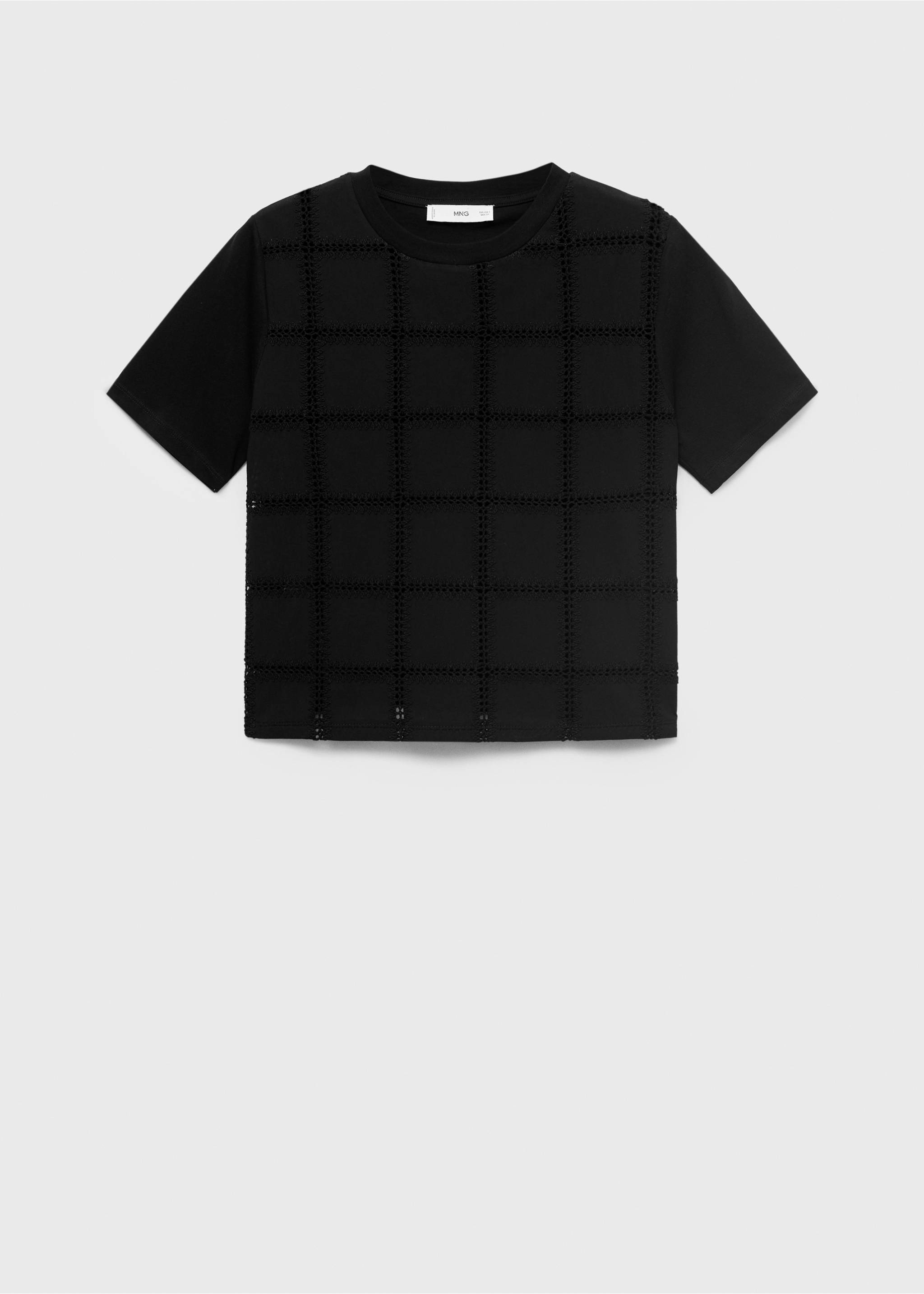 T-shirt met geborduurde details - Artikel zonder model, Zwart. Ref: 17051213-00.