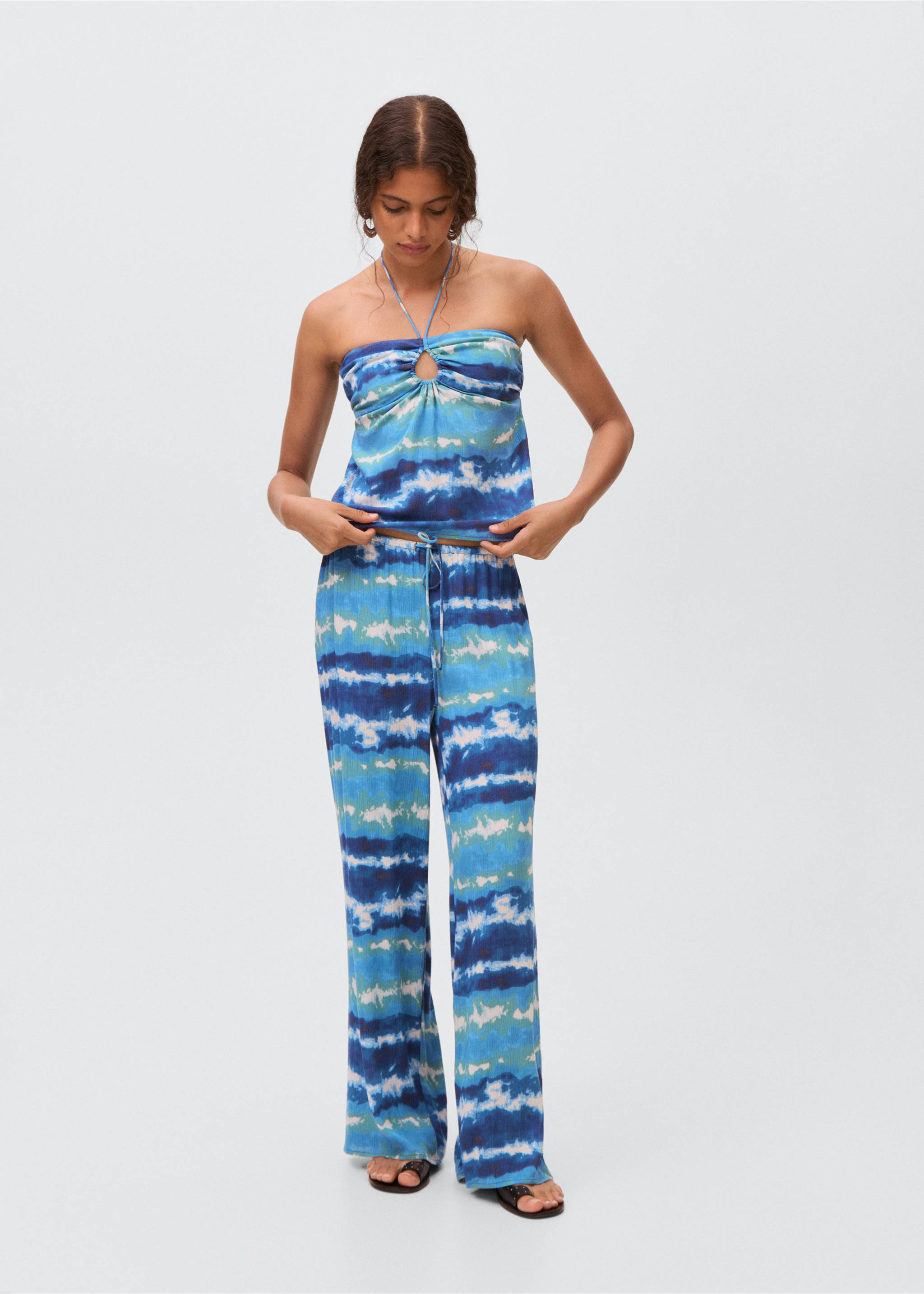 Trousers with tie-dye print - General plane, Blue. Ref: 17051214-00.
