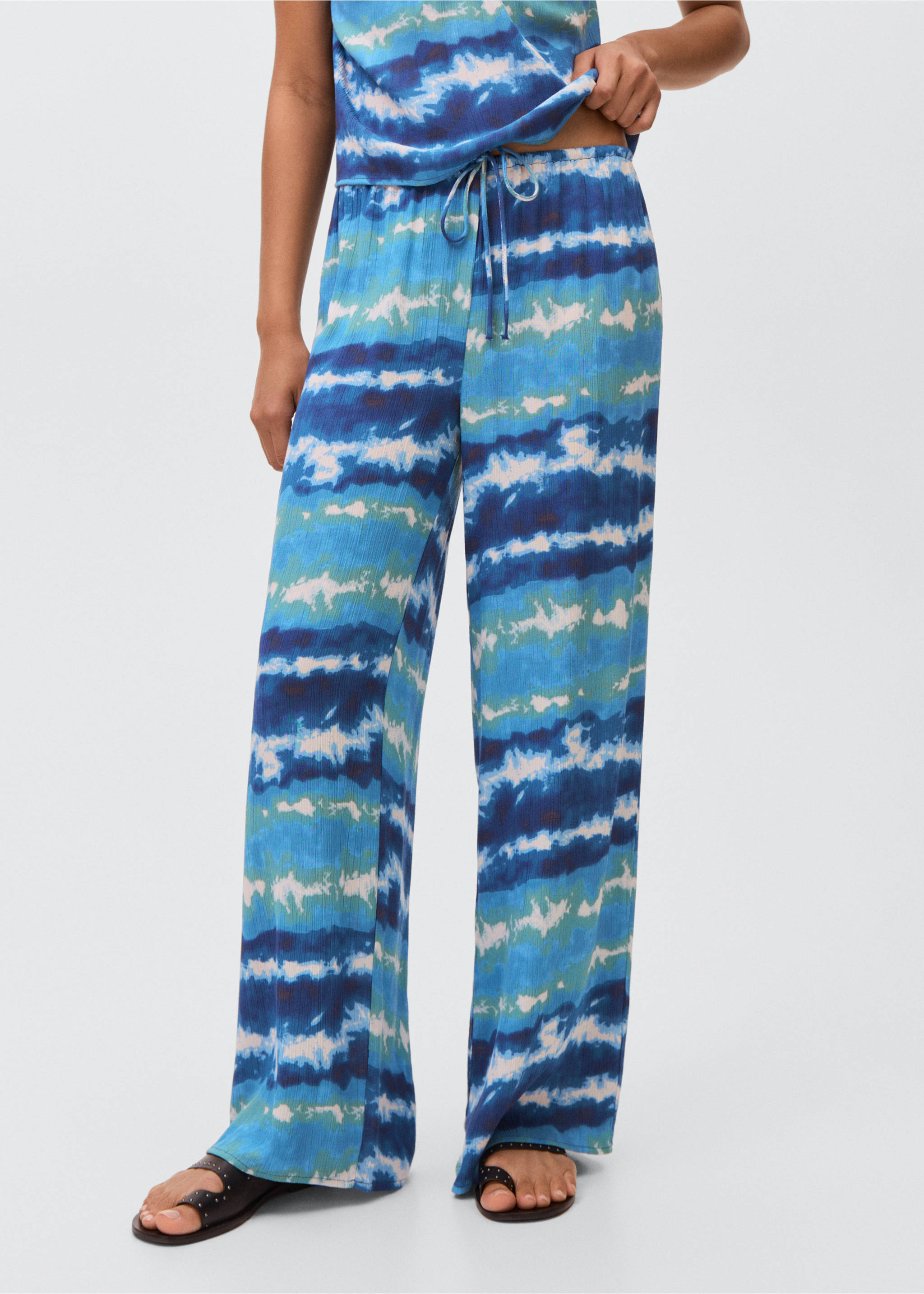 Trousers with tie-dye print - Medium plane, Blue. Ref: 17051214-00.