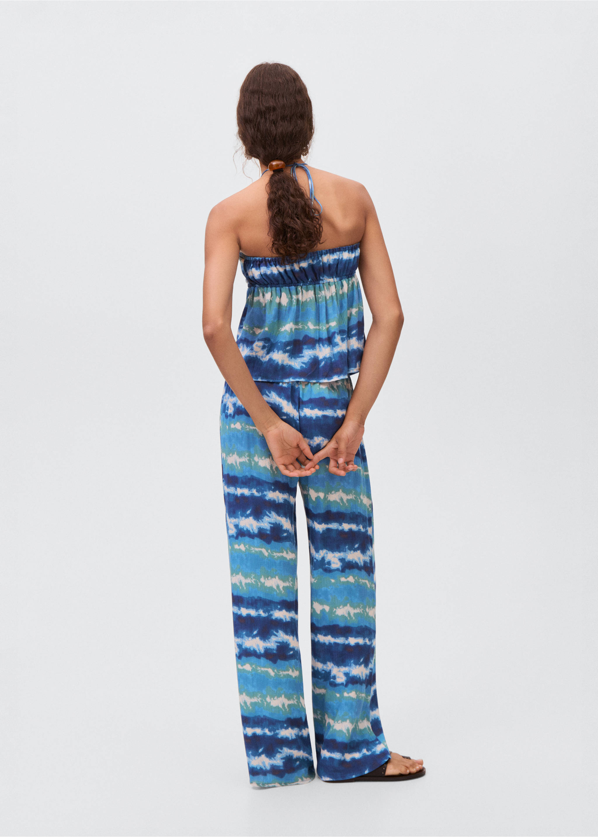 Trousers with tie-dye print - Reverse of the article, Blue. Ref: 17051214-00.