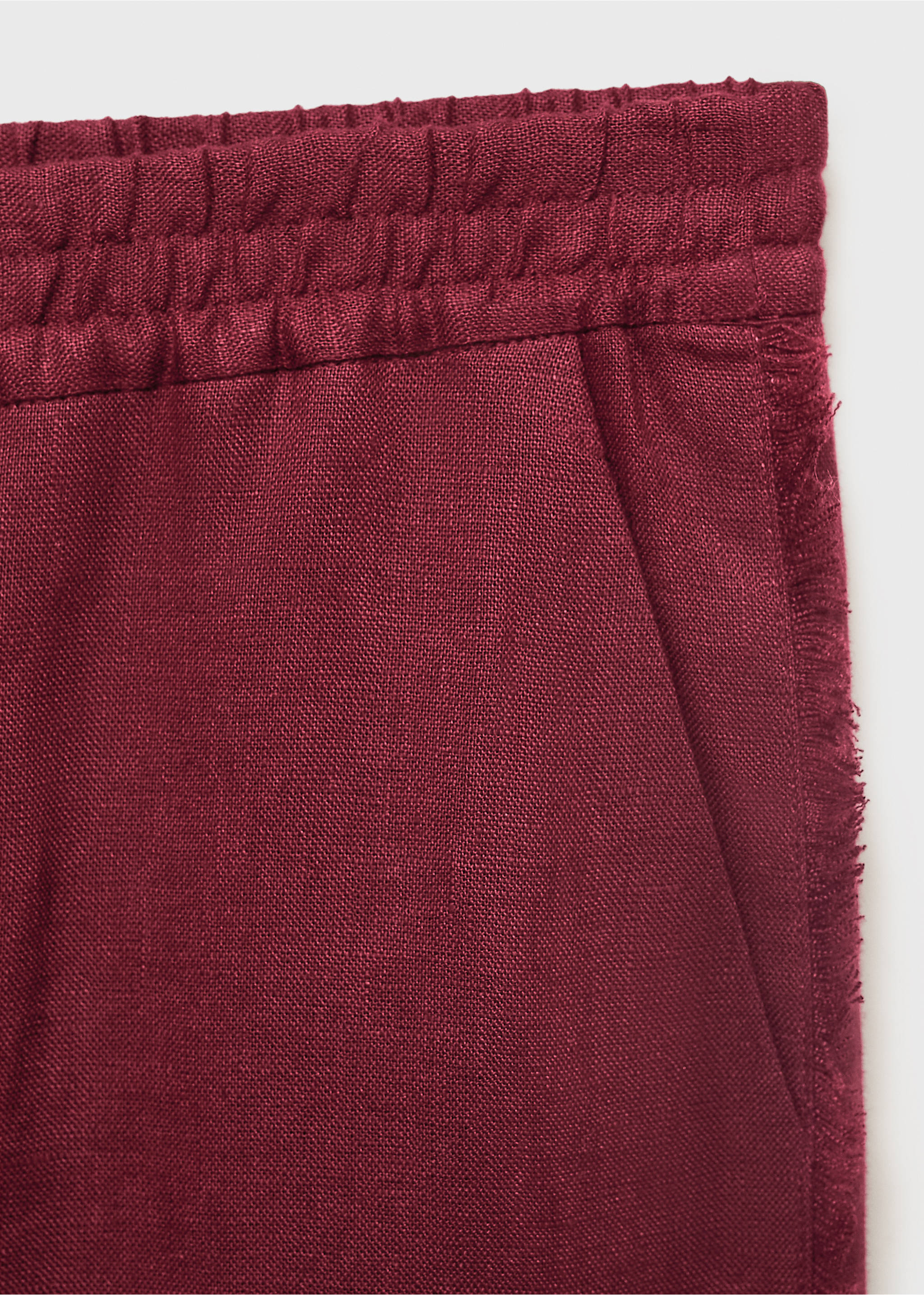 Linen suit trousers with frayed ends - Details of the article 0, Wine. Ref: 17051215-00.