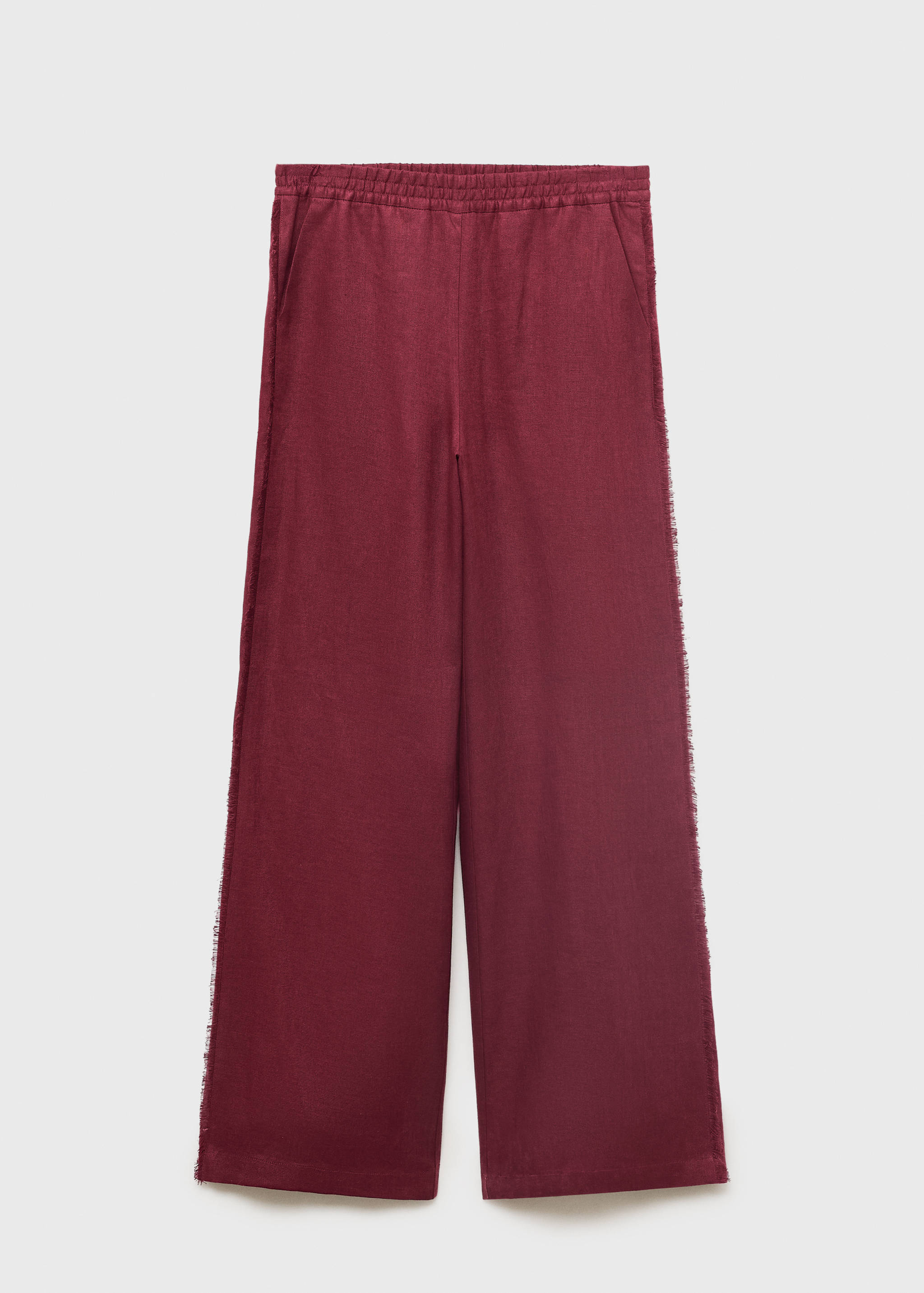 Linnen pantalon met gerafelde  afwerkingen - Artikel zonder model