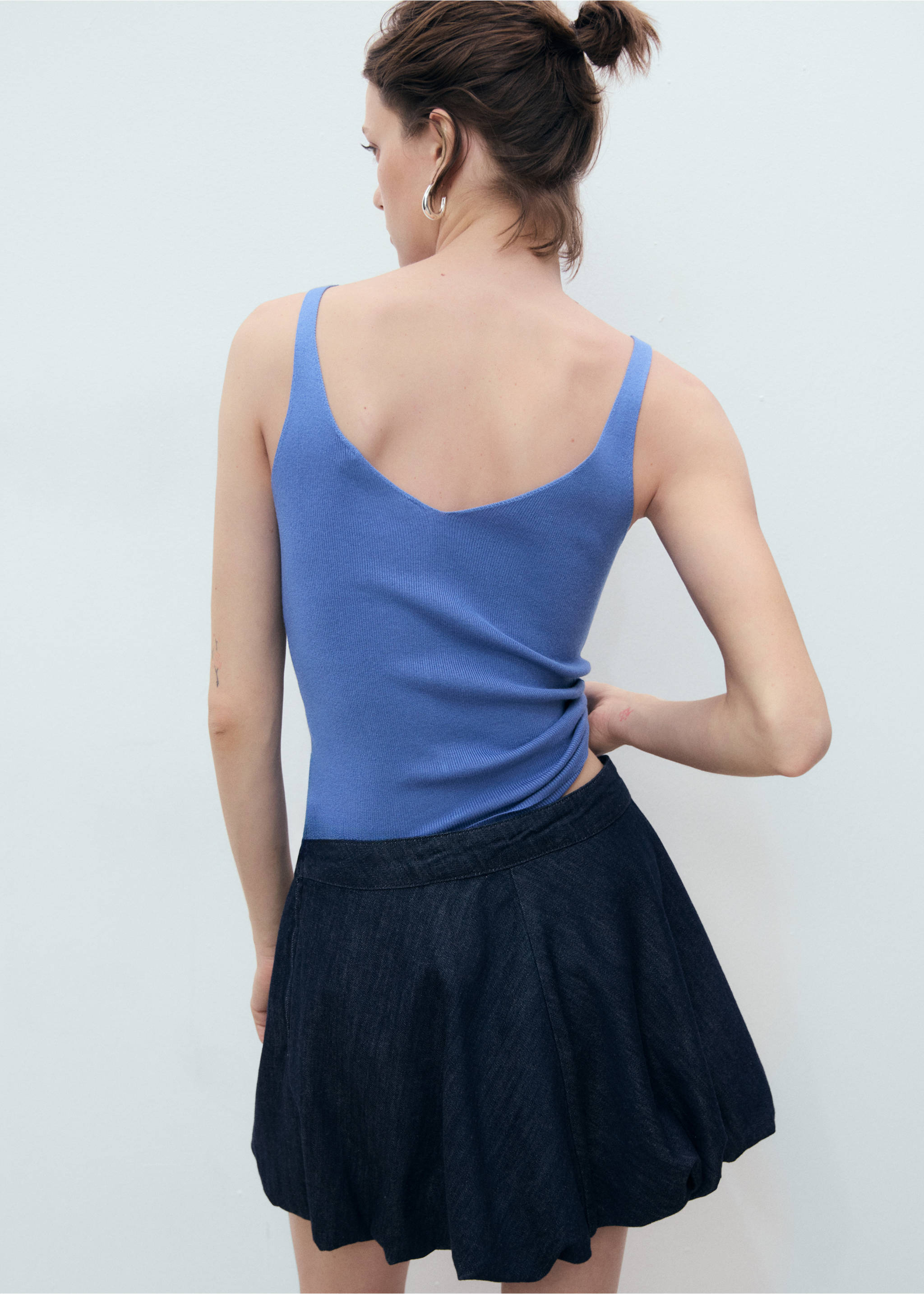 Top maille col V - Verso de l’article, Bleu ciel. Ref: 17051217-00.