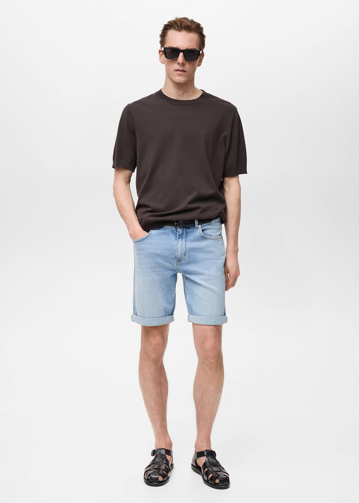Slim-fit denim bermuda shorts