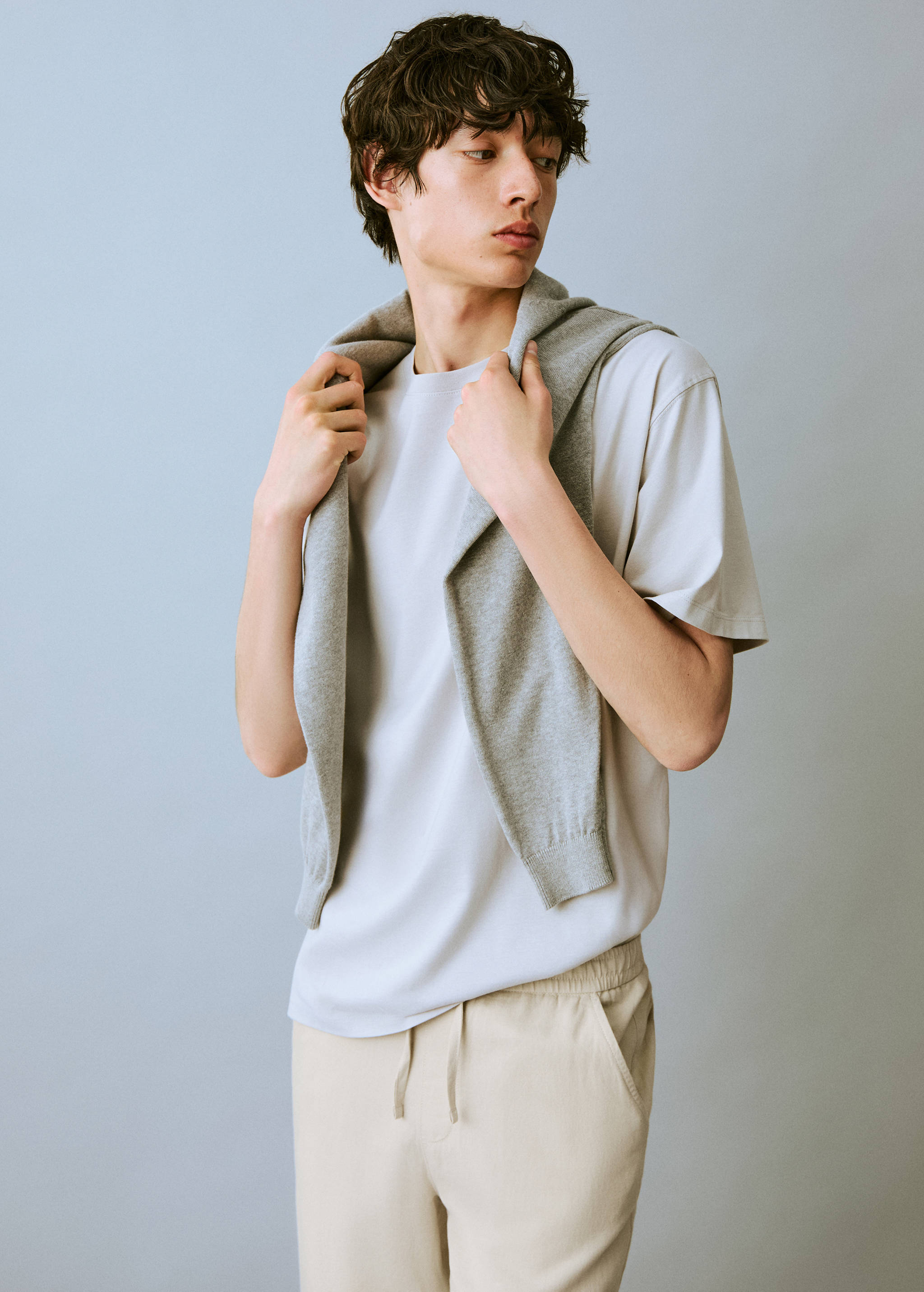 Cotton linen-blend trousers - Medium plane