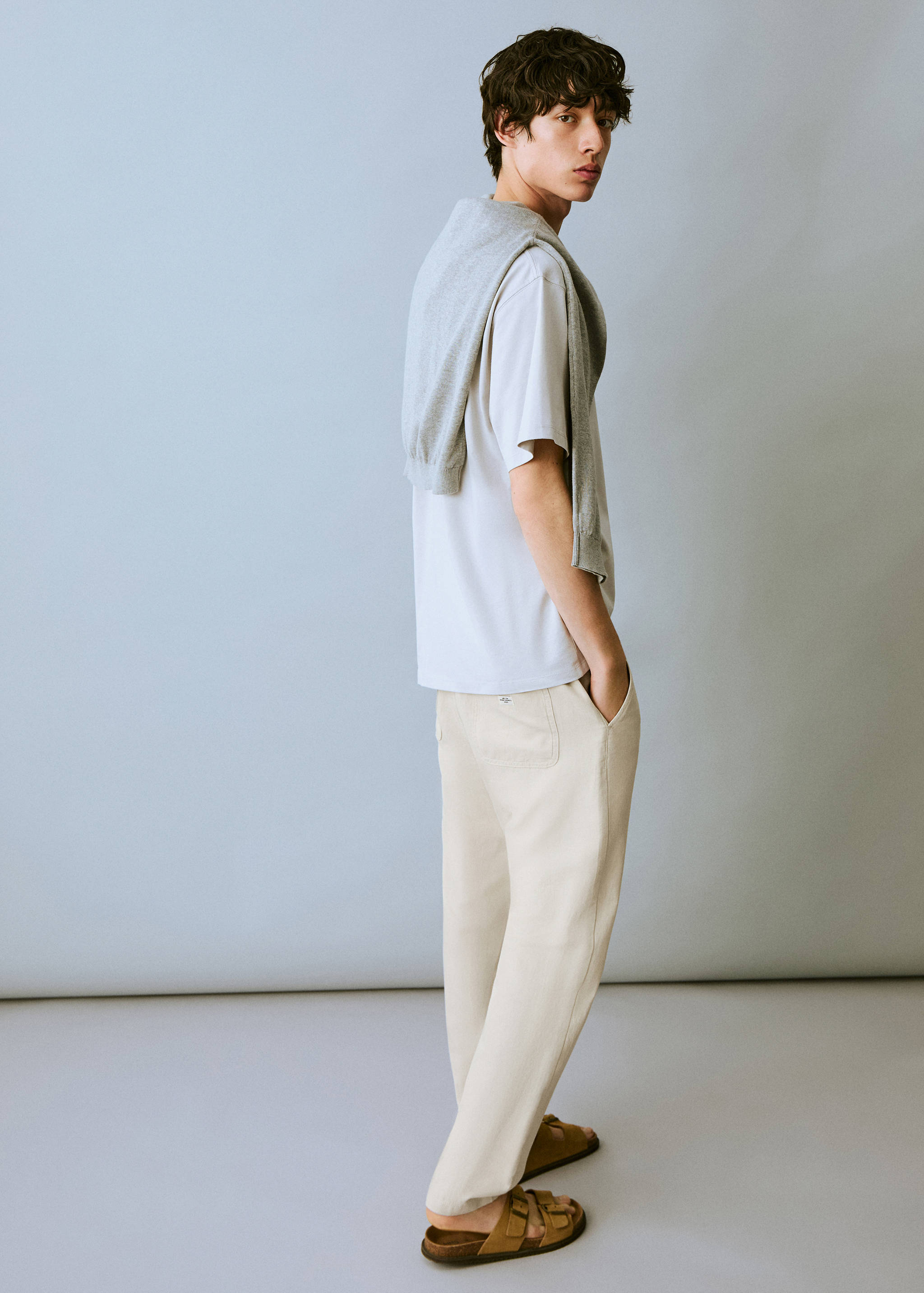 Cotton linen-blend trousers - Details of the article 2