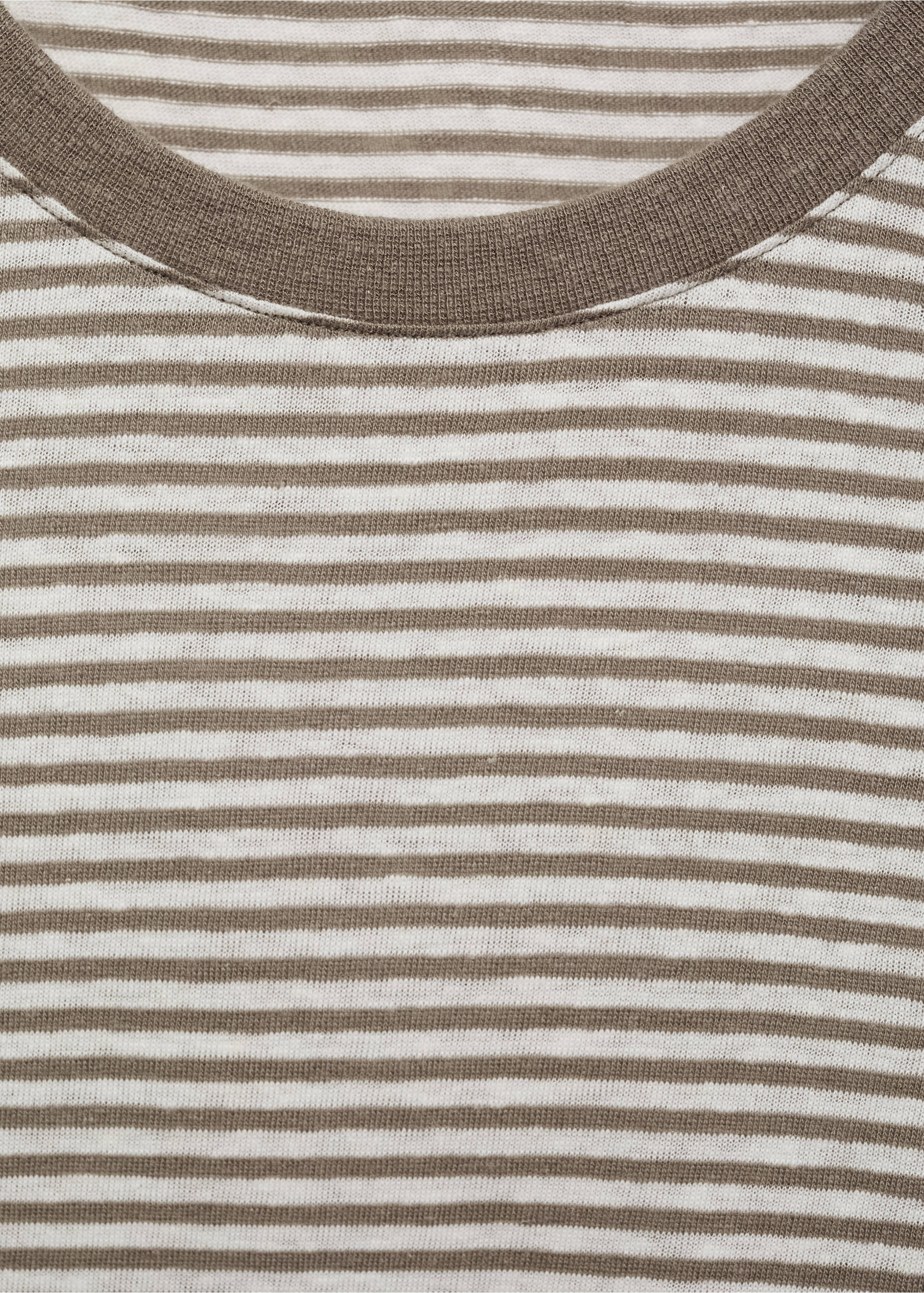 Striped slim-fit linen t-shirt - Details of the article 8, Off White. Ref: 17051228-00.