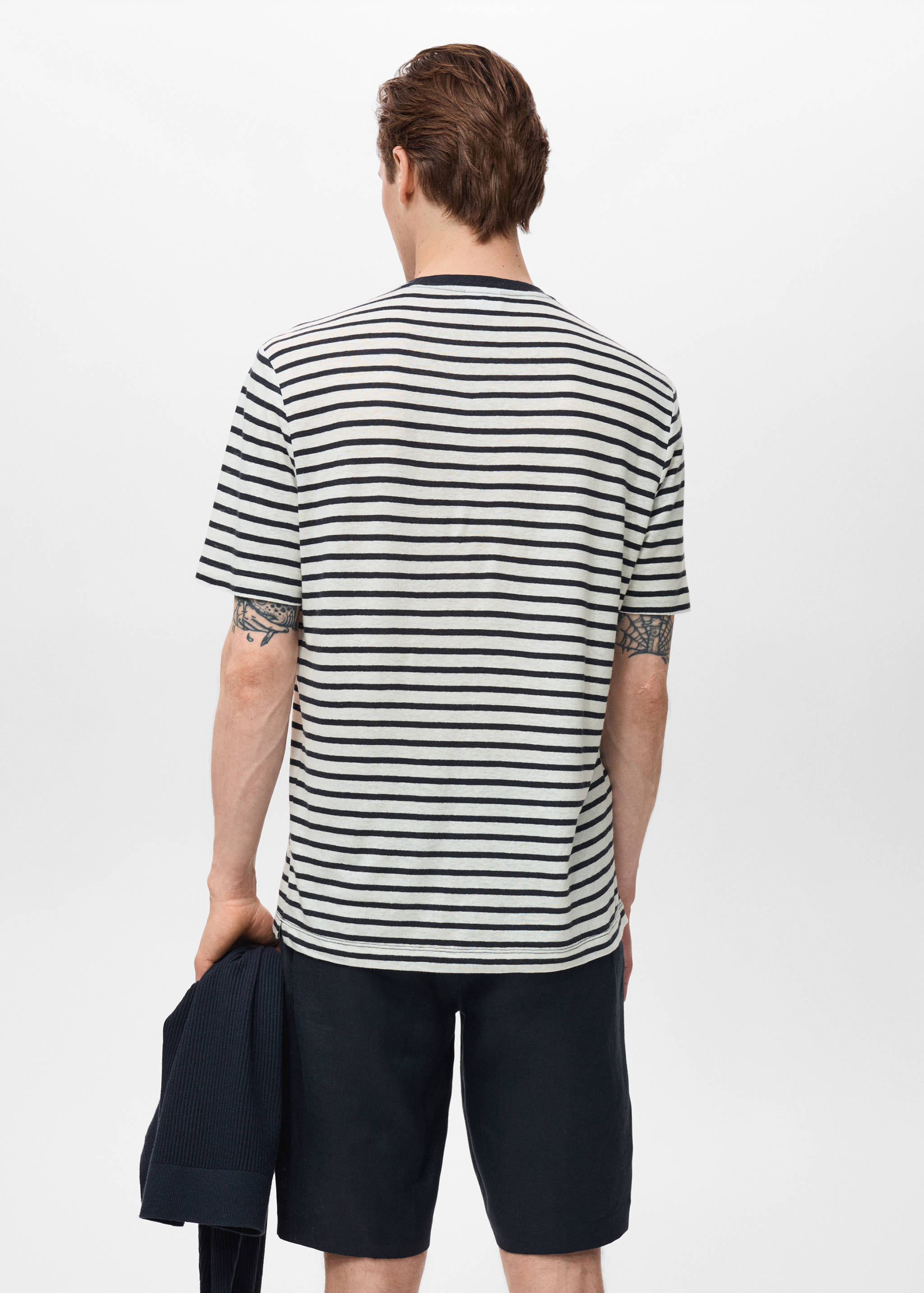 Striped slim-fit linen t-shirt - Reverse of the article