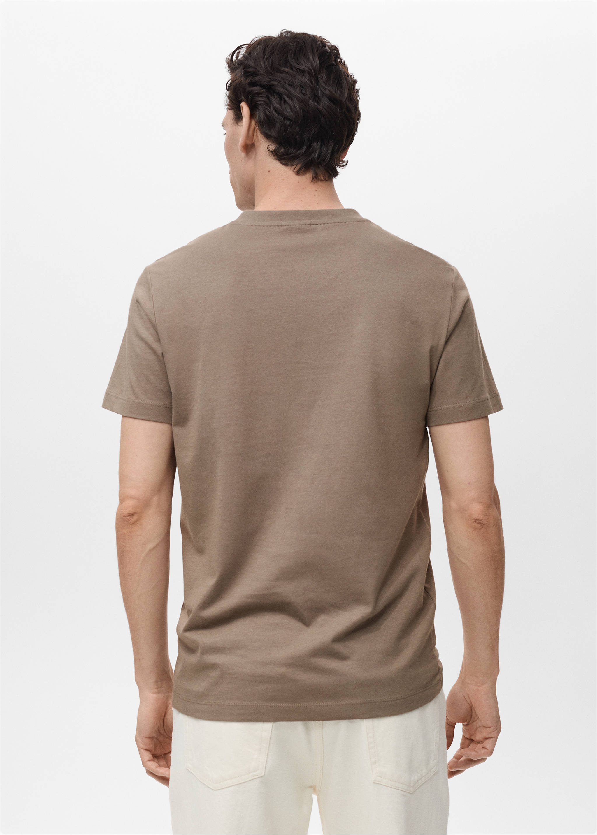 V-neck T-shirt - Reverse of the article, Brown. Ref: 17051229-00.