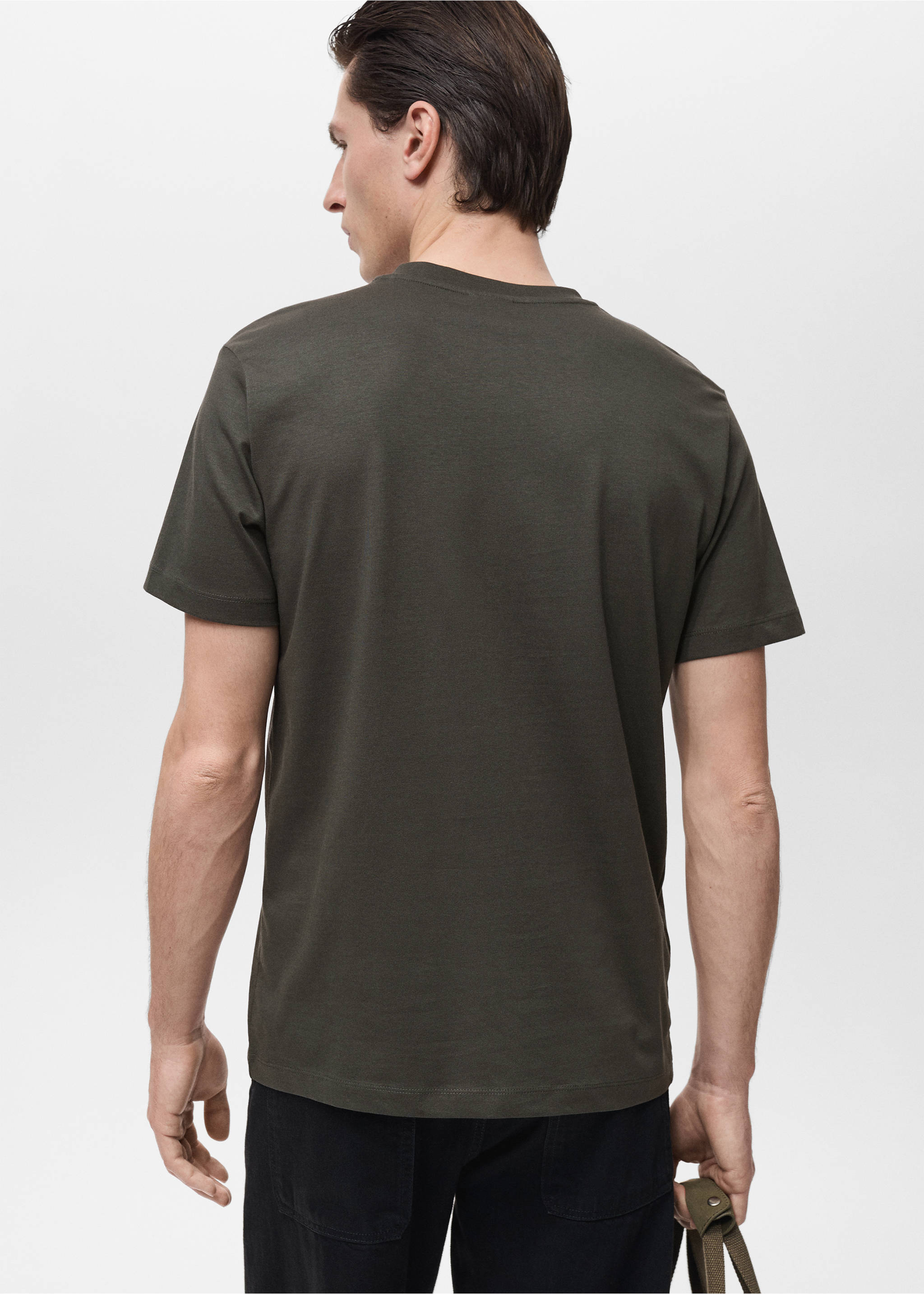 V-neck T-shirt - Reverse of the article, Charcoal. Ref: 17051229-00.