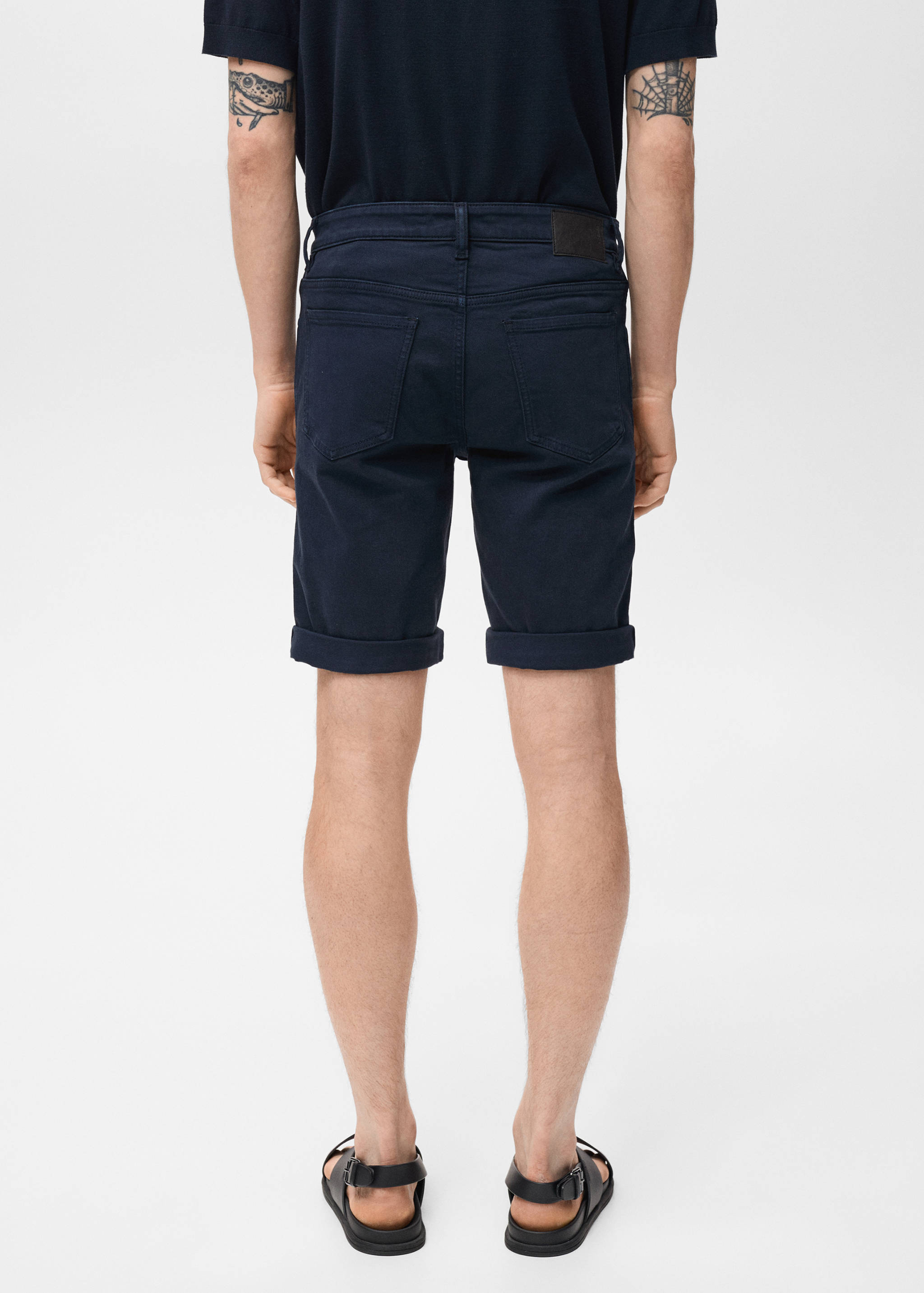 Slim-fit denim bermuda shorts - Reverse of the article