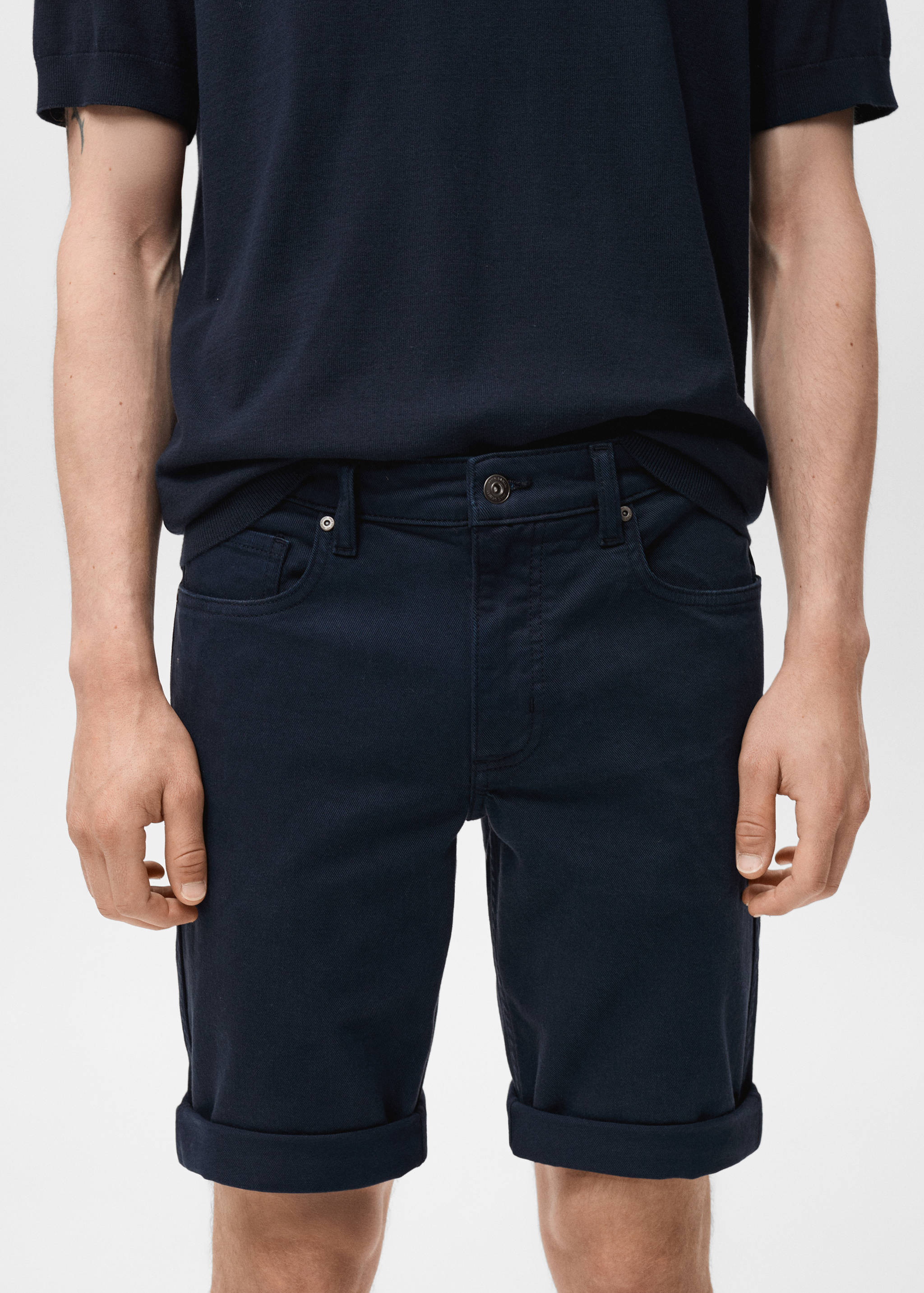 Slim-fit denim bermuda shorts - Details of the article 1