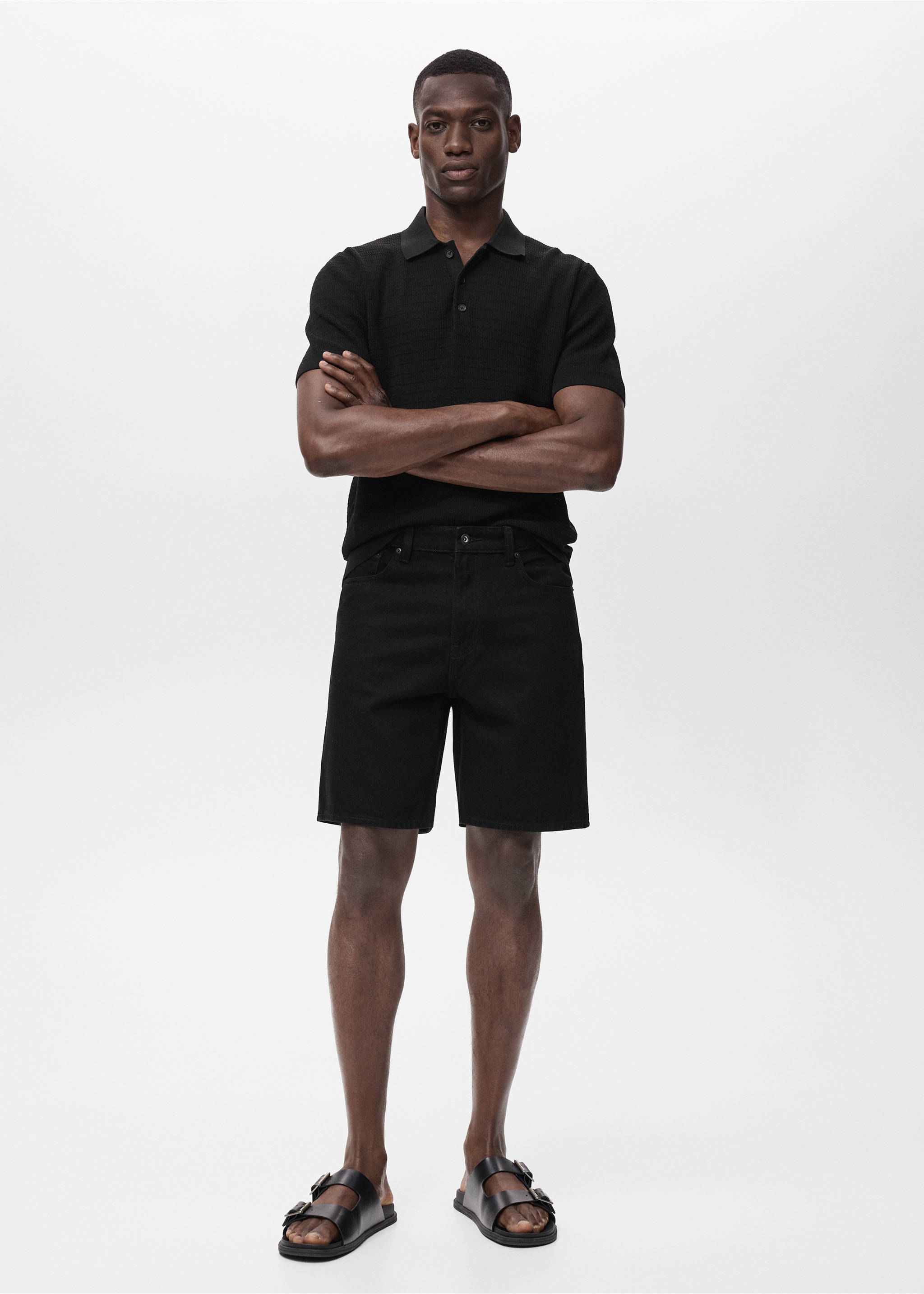 Bermude din denim regular-fit - Plan general, Black denim. Ref: 17051231-00.
