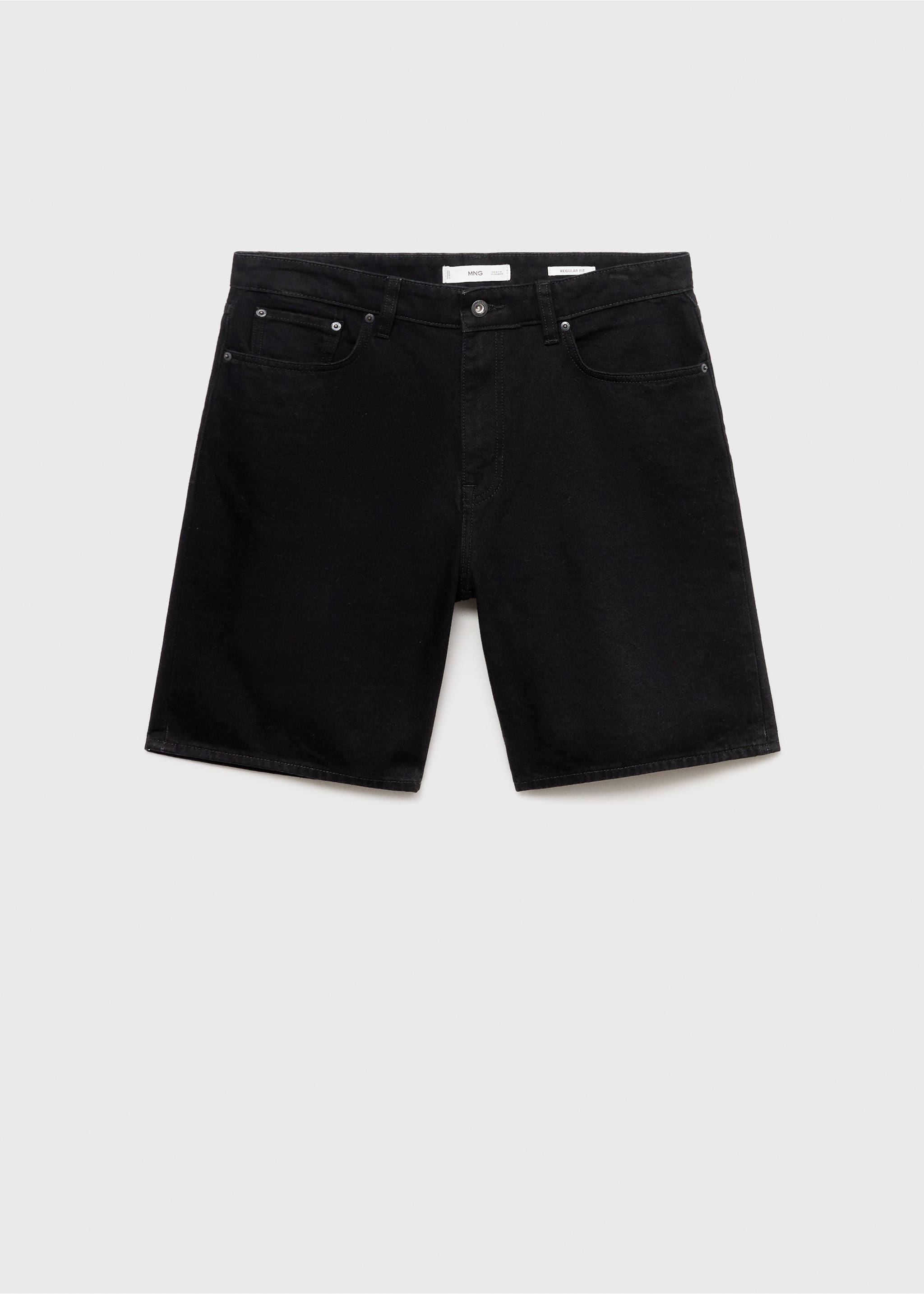 Bermude din denim regular-fit - Articol fără model, Black denim. Ref: 17051231-00.