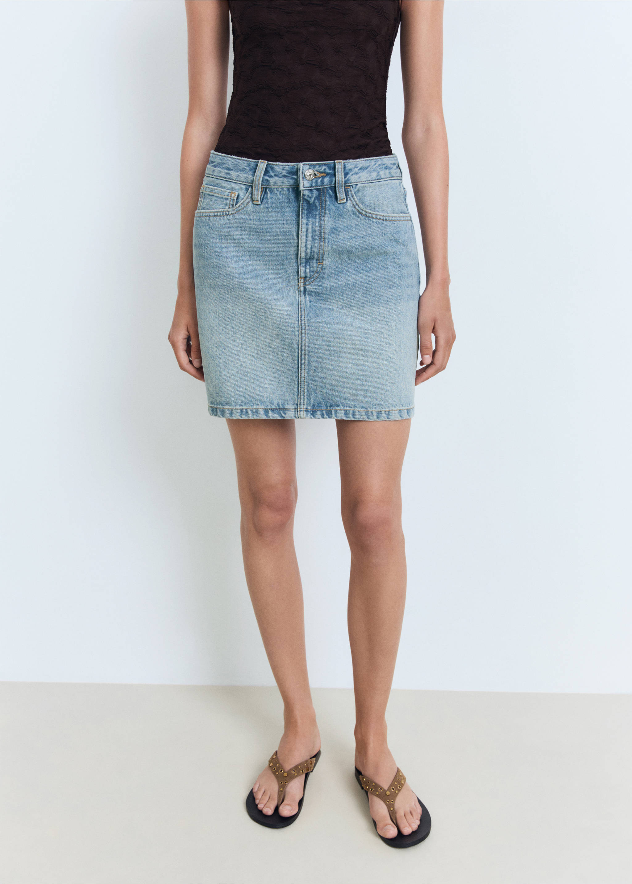 Short denim skirt - Medium plane, Medium Blue. Ref: 17051235-00.