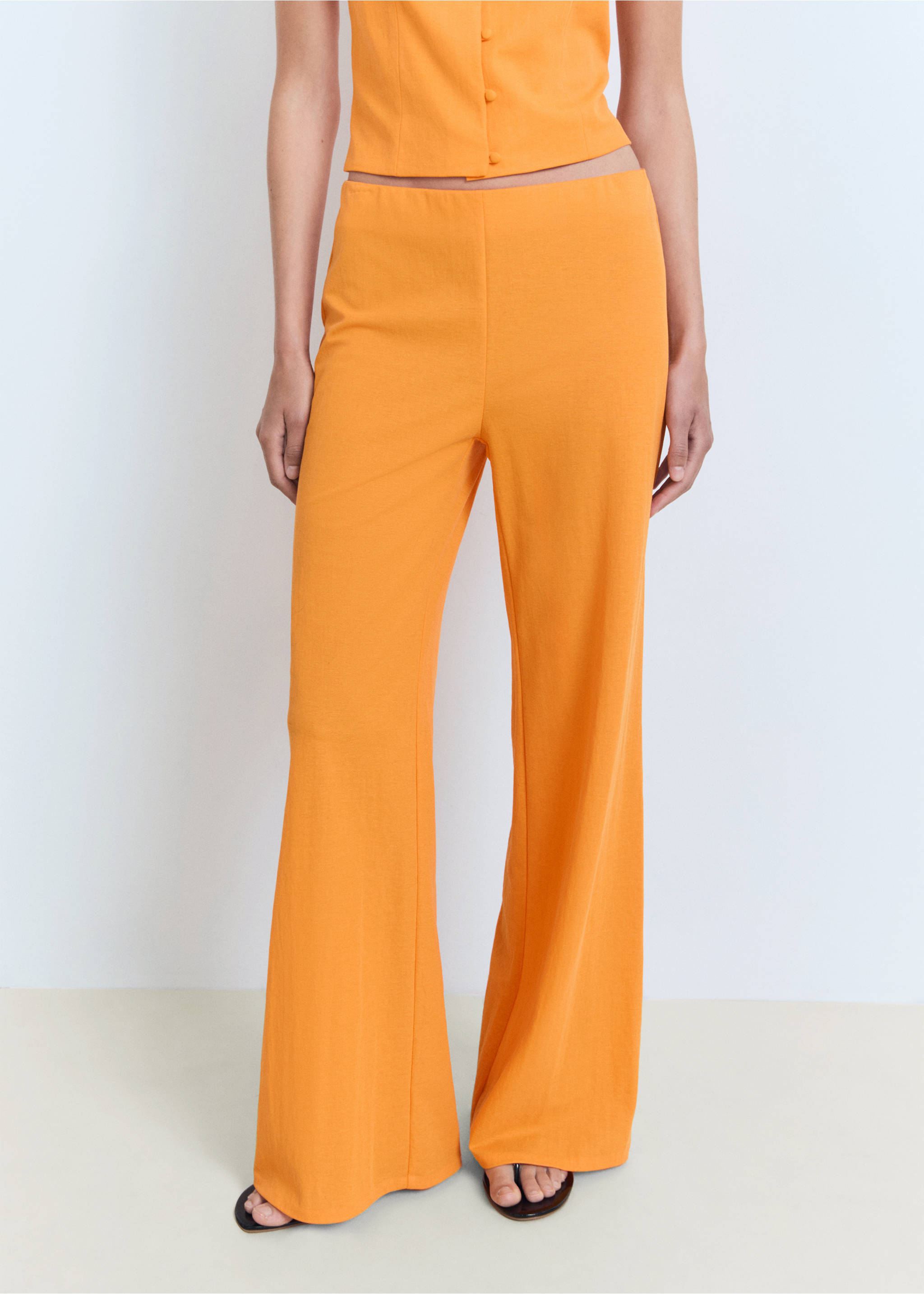 Pantalón recto fluido - Plano medio, Naranja. Ref: 17051238-00.