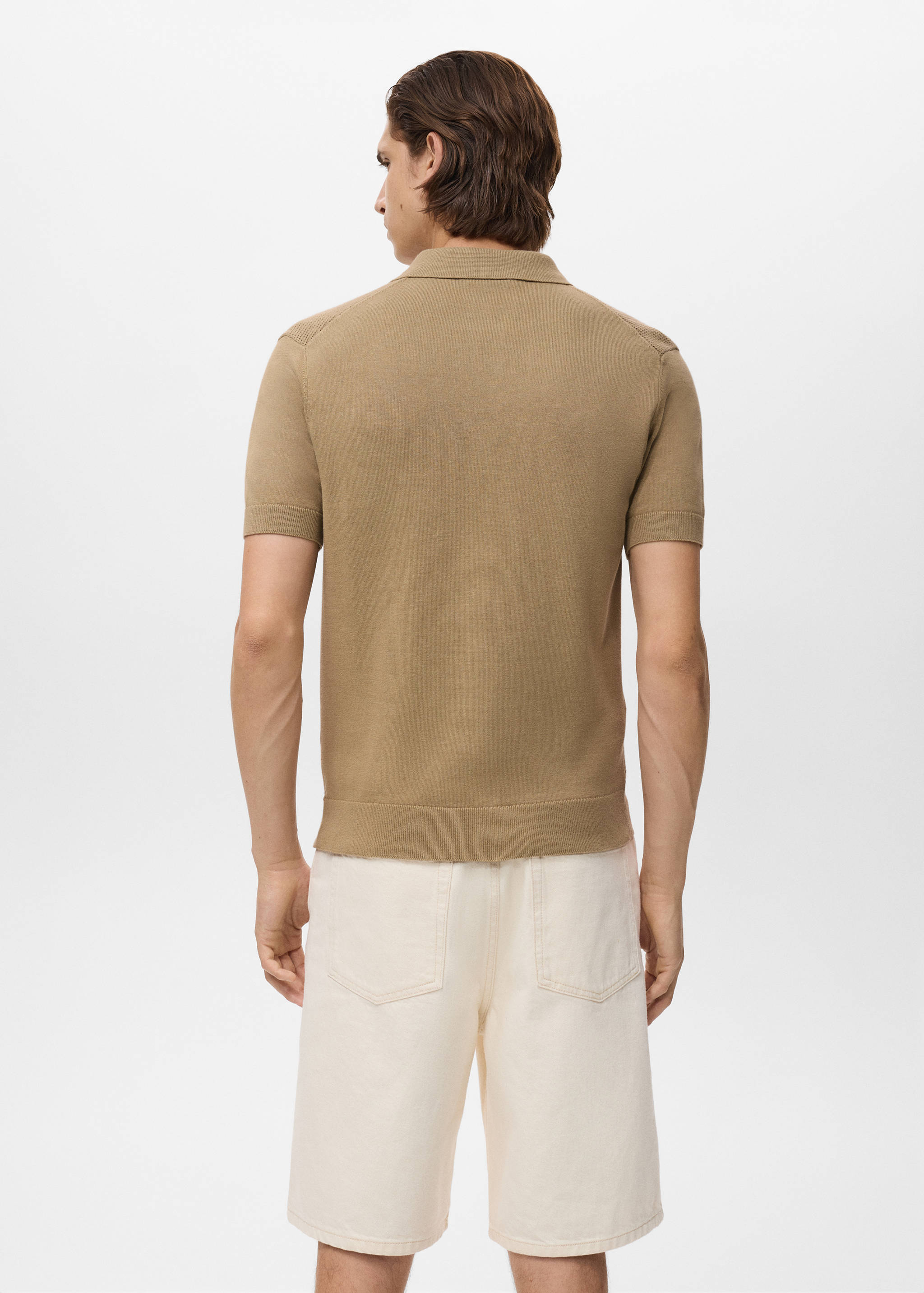 Openwork knitted polo shirt with zip - Reverse of the article