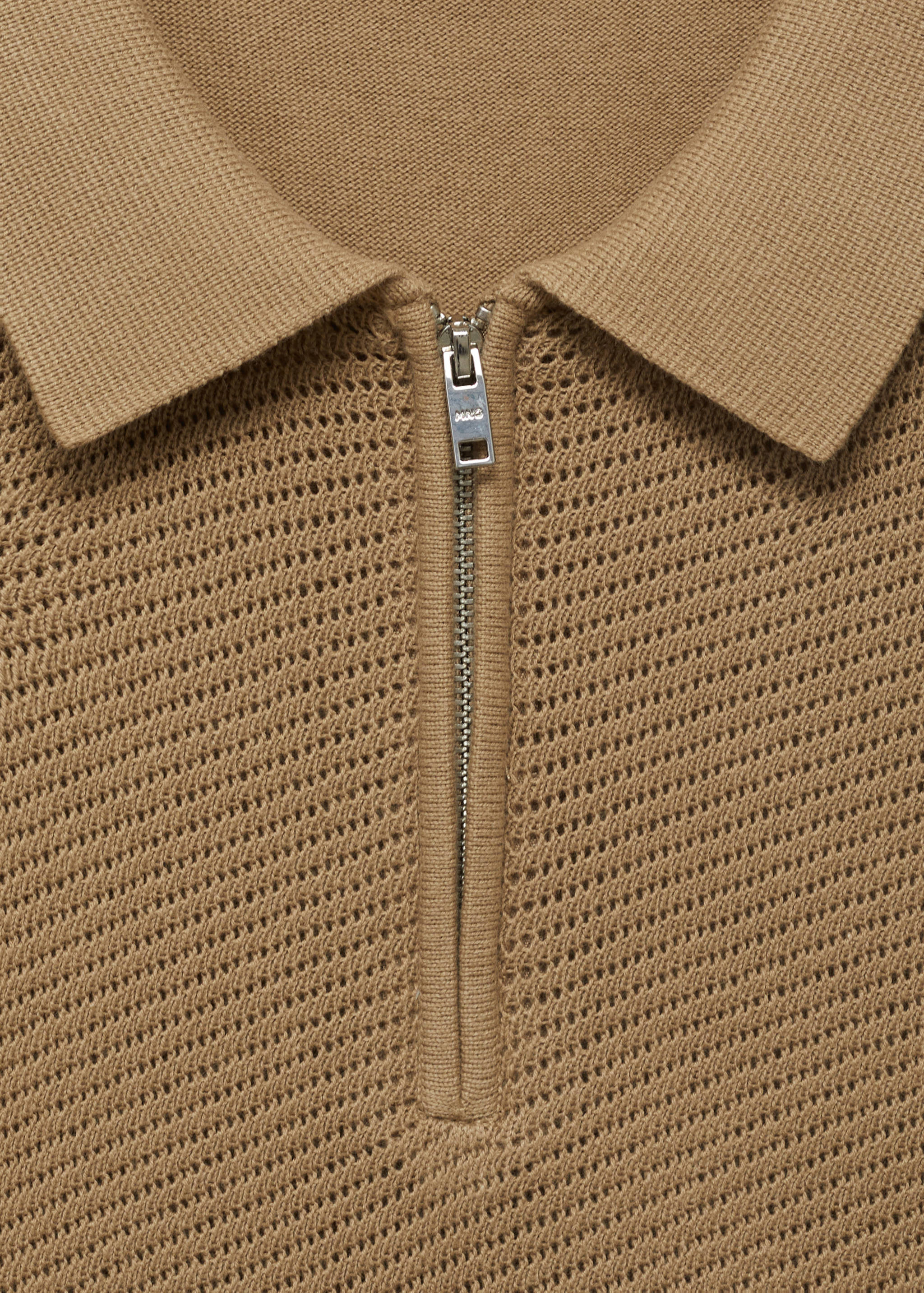 Openwork knitted polo shirt with zip - Details of the article 8