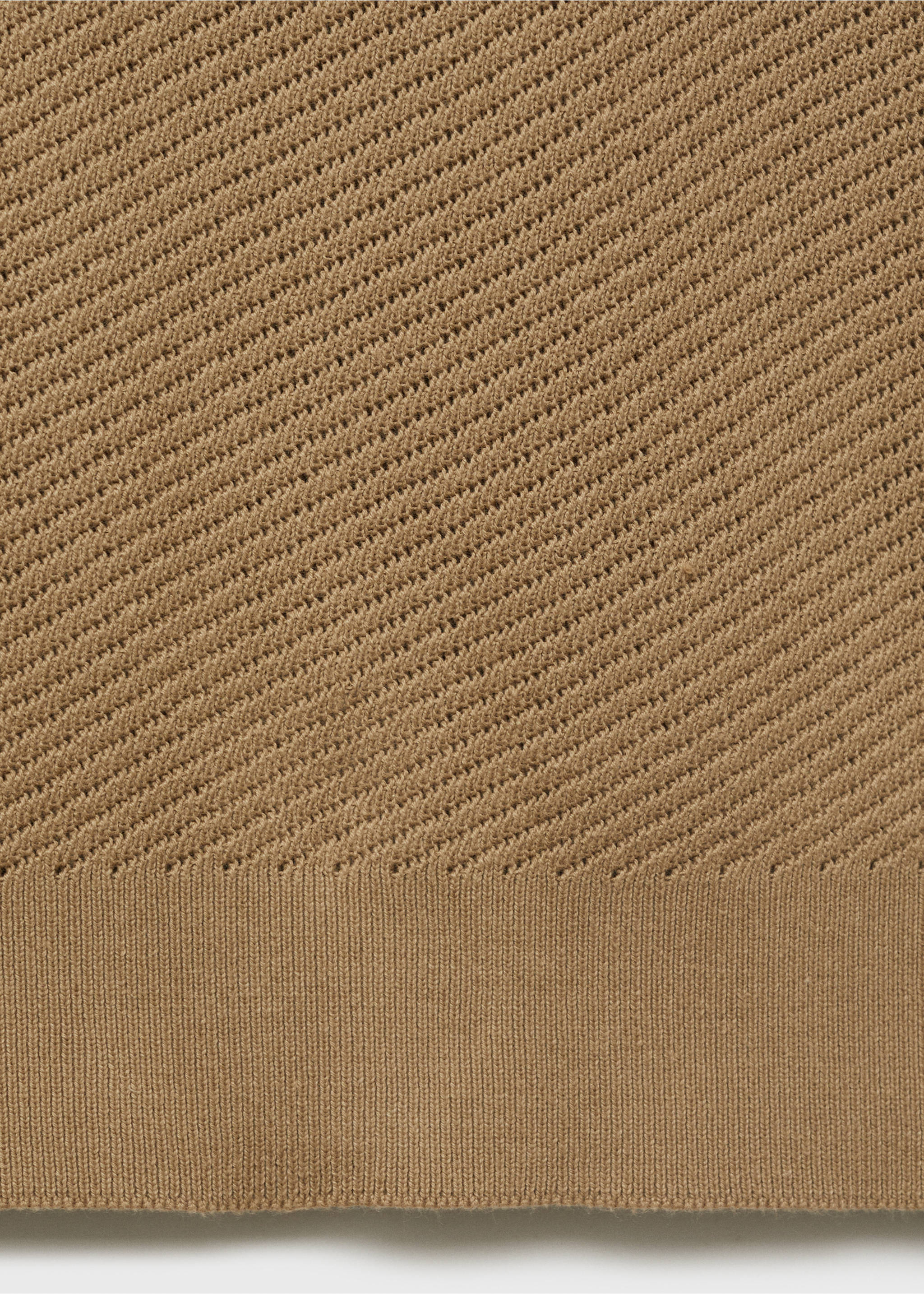 Openwork knitted polo shirt with zip - Details of the article 0, Beige. Ref: 17051242-00.
