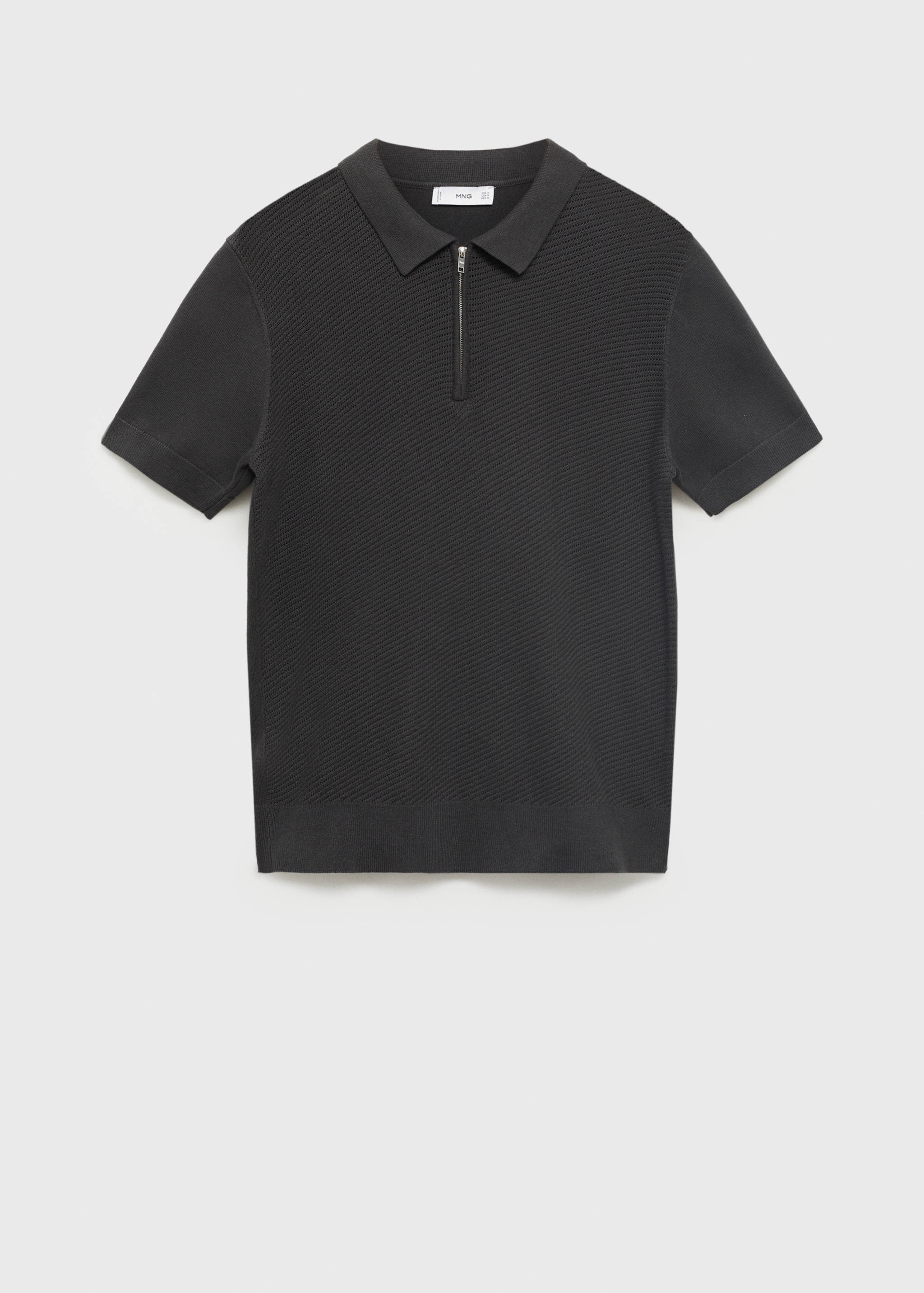 Openwork knitted polo shirt with zip - Men | MANGO OUTLET Romania