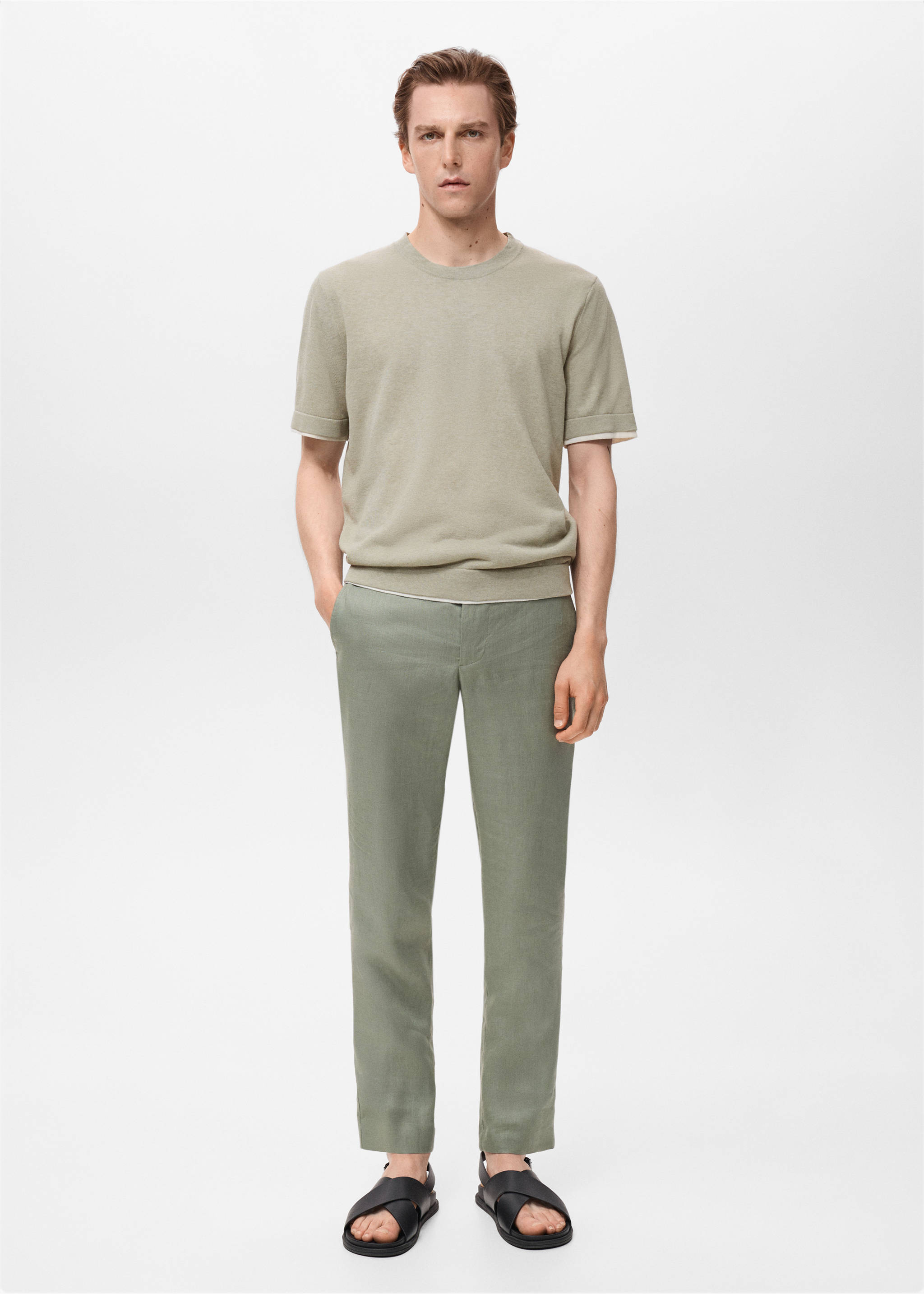 Contrasting cotton-blend T-shirt - General plane, Khaki. Ref: 17051244-00.