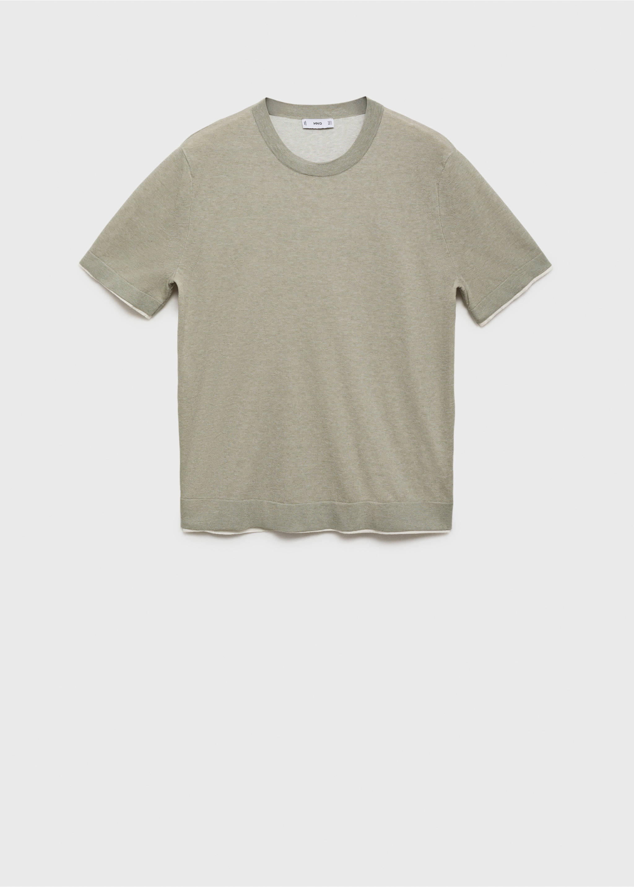 Contrasting cotton-blend T-shirt - Article without model, Khaki. Ref: 17051244-00.