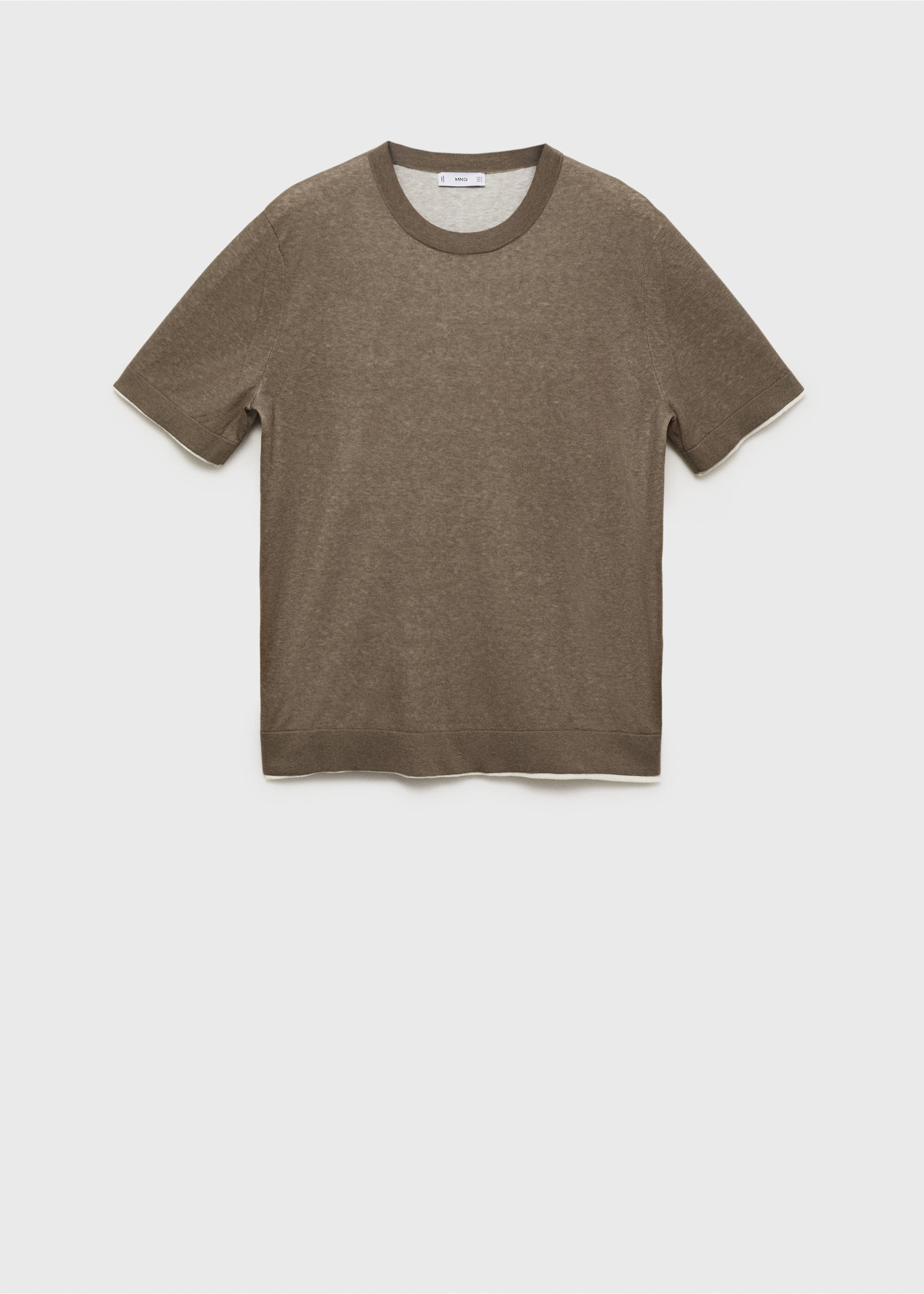 Contrasting cotton-blend T-shirt - Article without model, Dark Green. Ref: 17051244-00.
