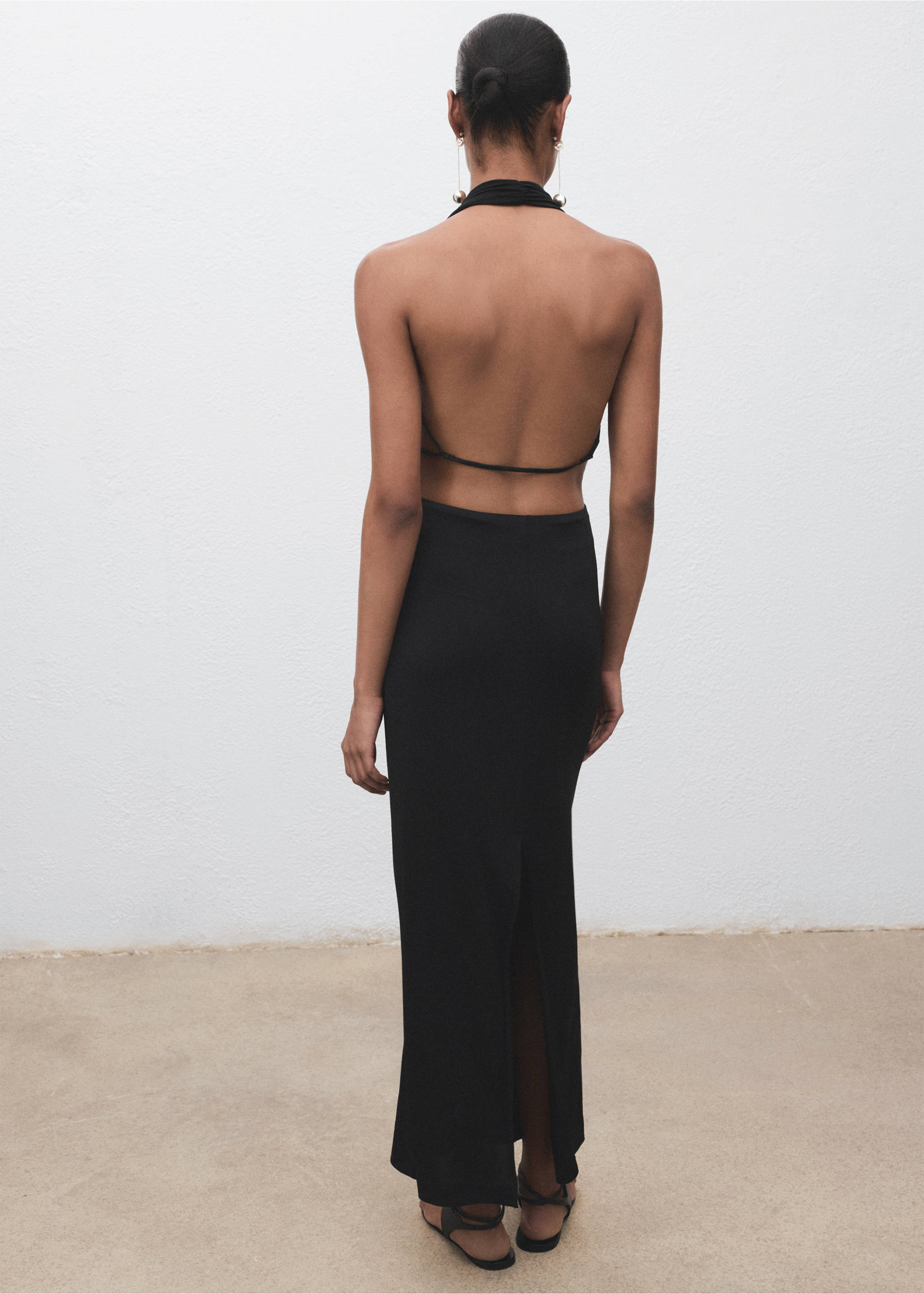 Draped open-back dress - Reverse of the article, Black. Ref: 17051248-00.