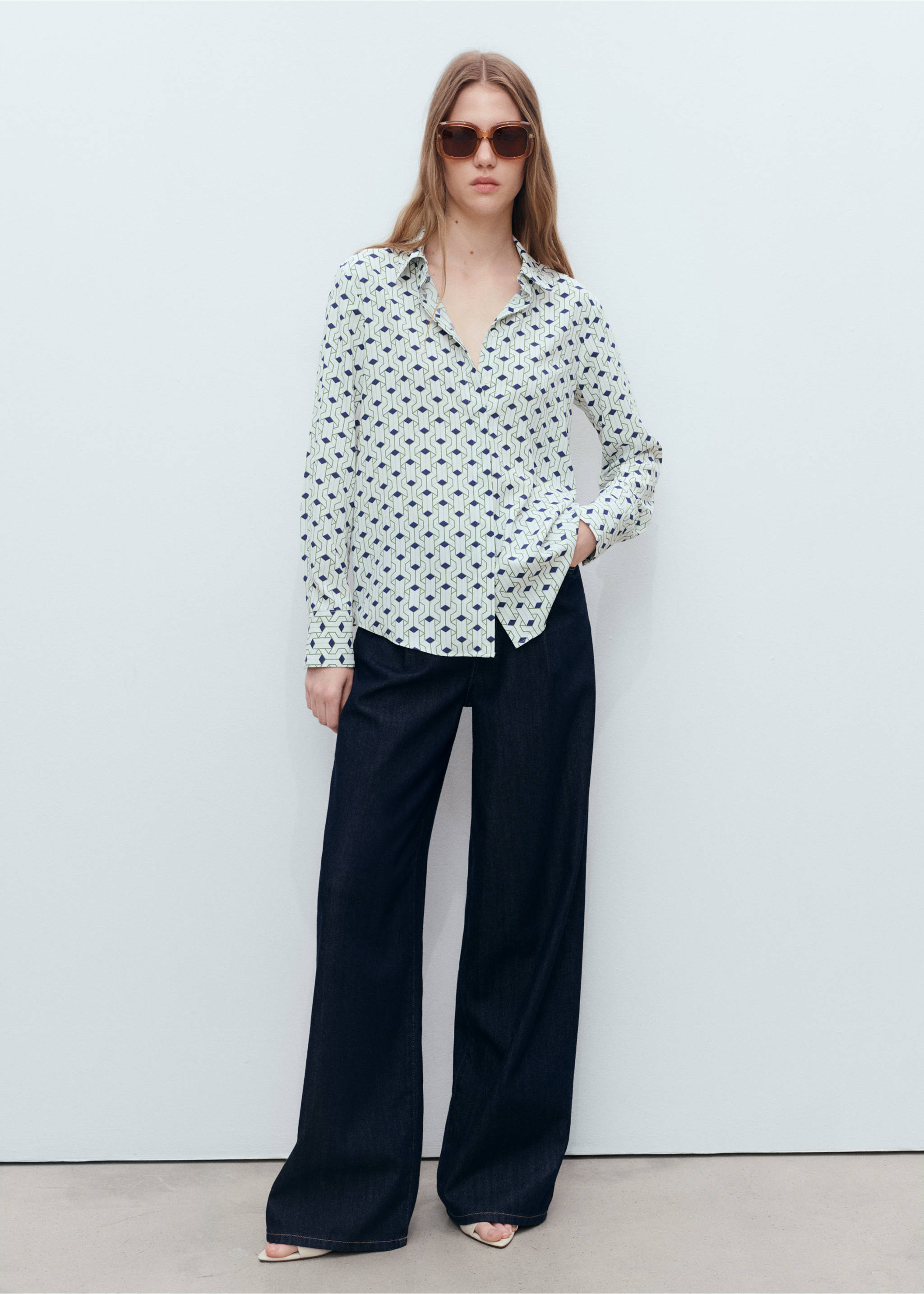 Geometric print shirt - General plane, Blue. Ref: 17051256-00.
