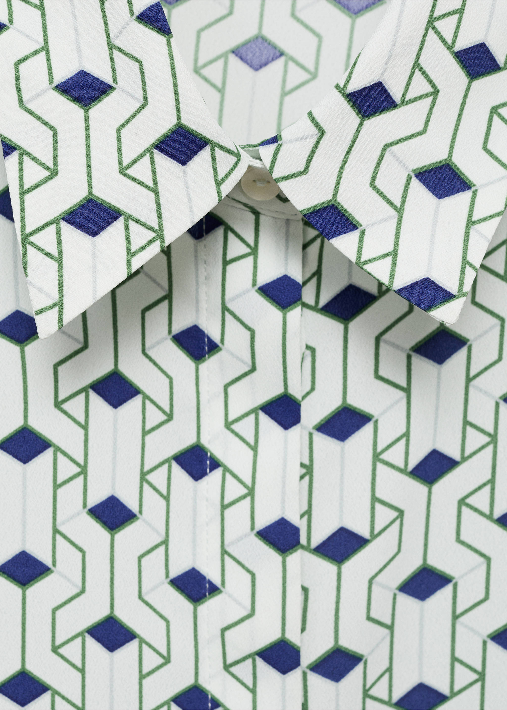 Geometric print shirt - Details of the article 8, Blue. Ref: 17051256-00.