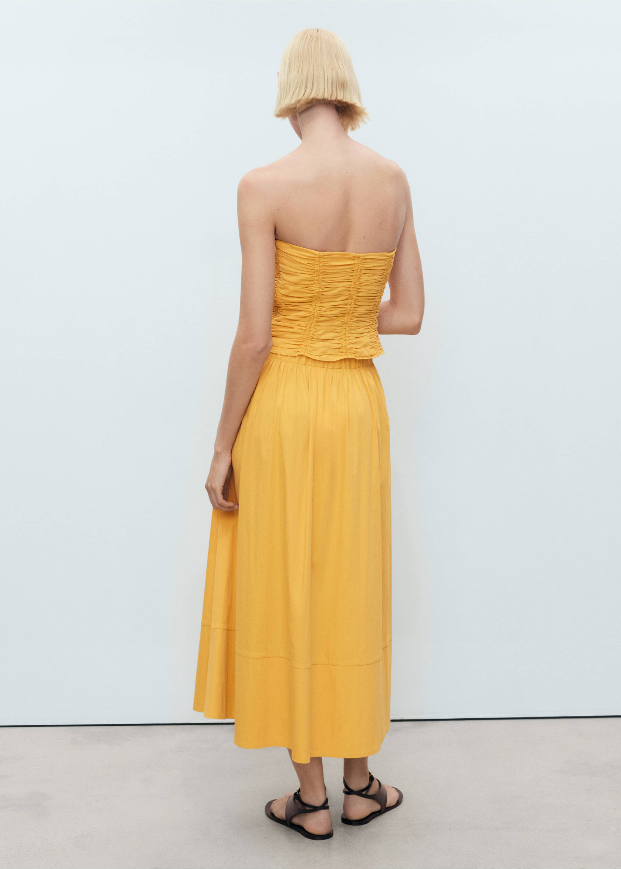 Long gathered skirt - Reverse of the article, Mustard. Ref: 17051260-00.