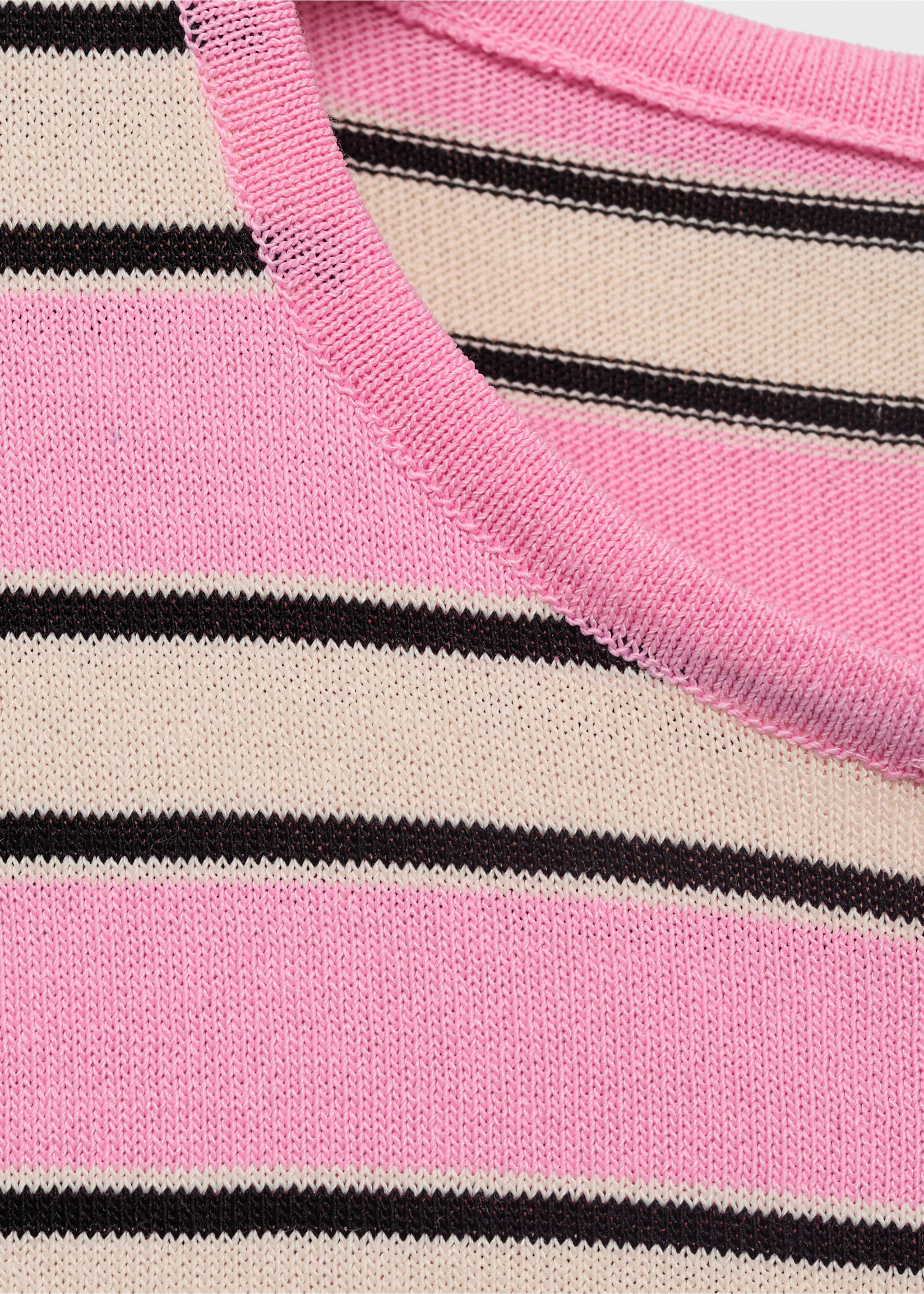Kurzarm-Pullover mit kombiniertem Streifendesign - Detail des Artikels 8, Pastellrosa. Ref: 17051262-00.