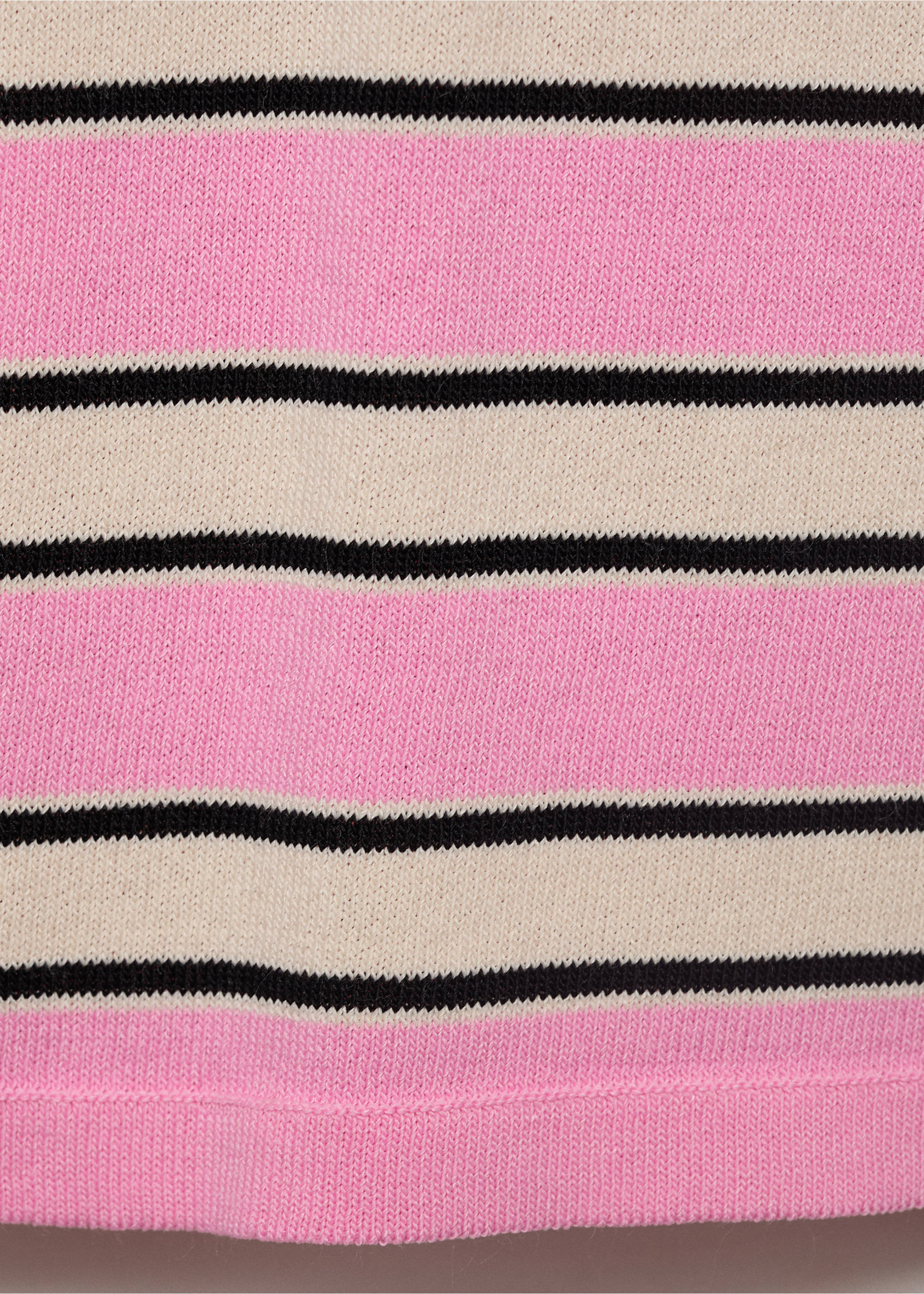 Kurzarm-Pullover mit kombiniertem Streifendesign - Detail des Artikels 0, Pastellrosa. Ref: 17051262-00.