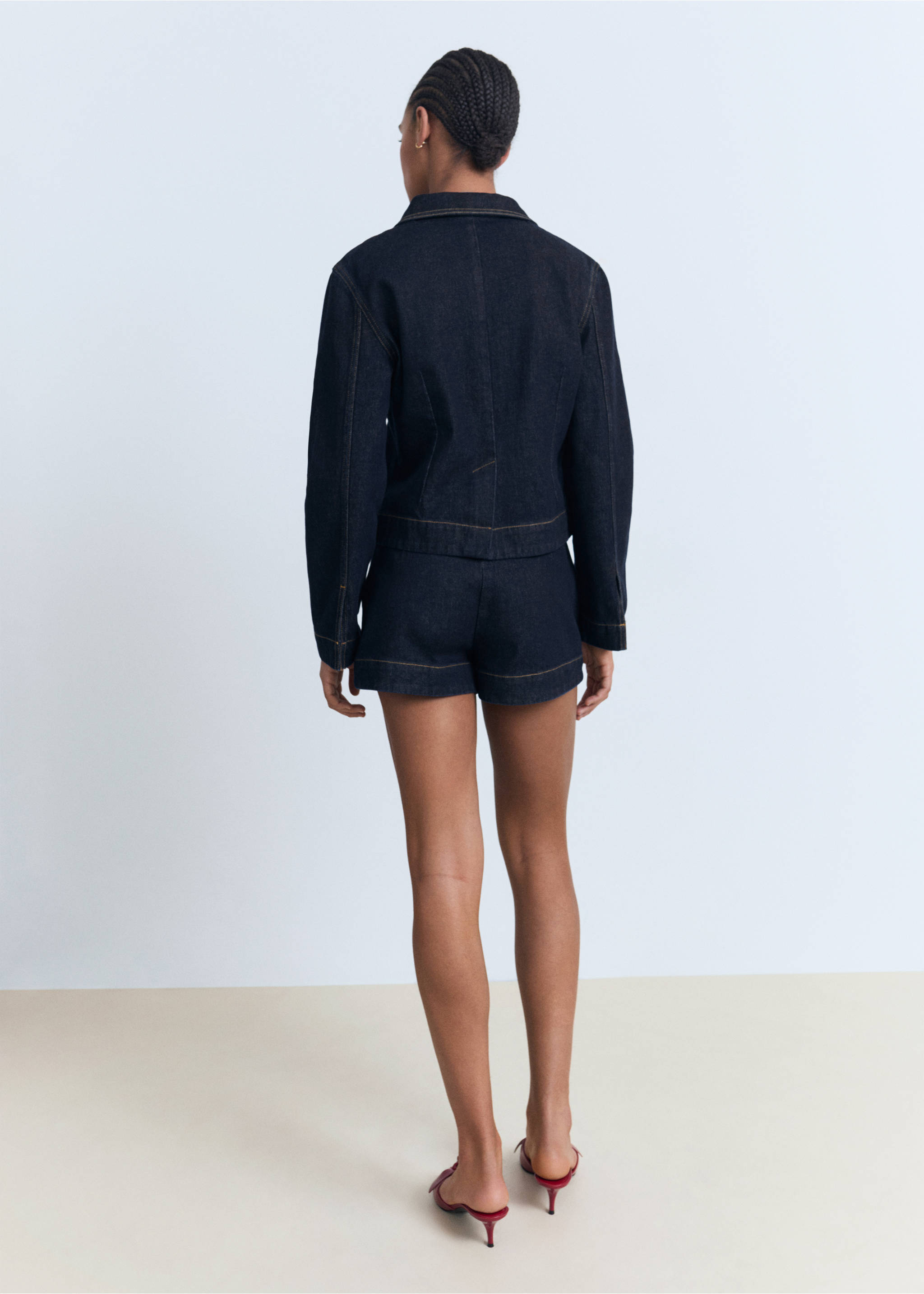 High-waisted denim shorts with pockets - Reverse of the article, Open Blue. Ref: 17051266-00.