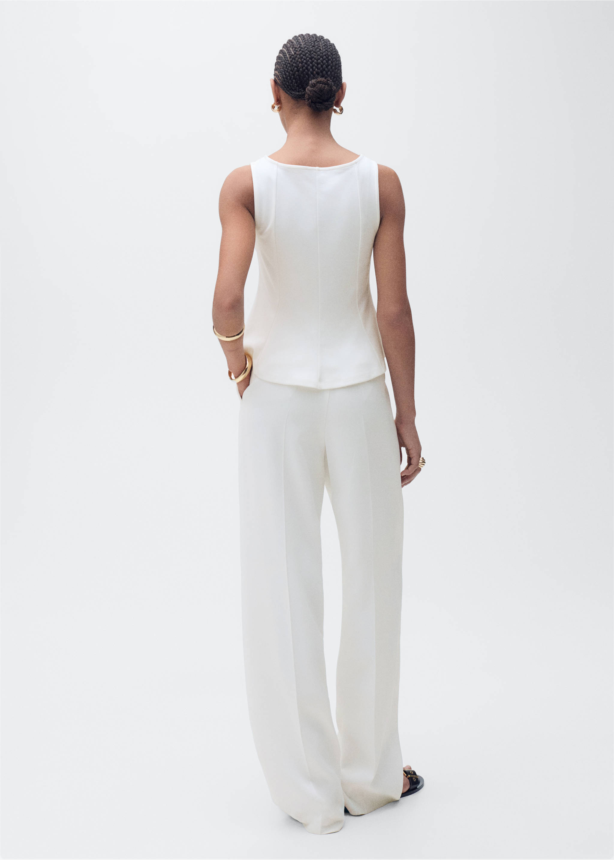 Peplum top with seam detail - Reverse of the article, White. Ref: 17051268-00.