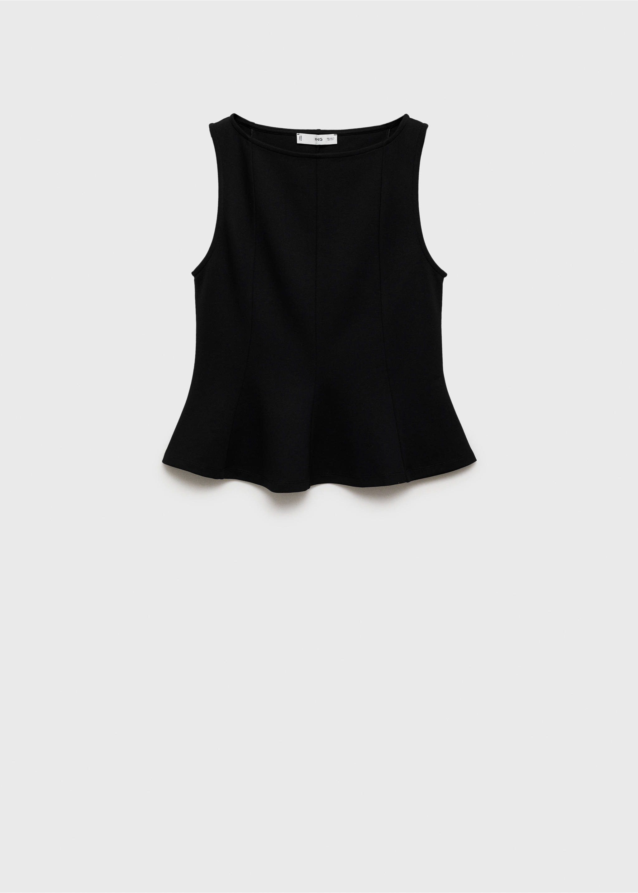 Peplum top with seam detail - Article without model, Black. Ref: 17051268-00.
